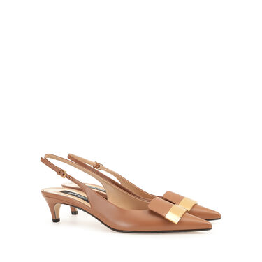 Chaussures à bride arrière Marron Petit talon: 45mm, sr1 - Slingbacks Macadamia 2