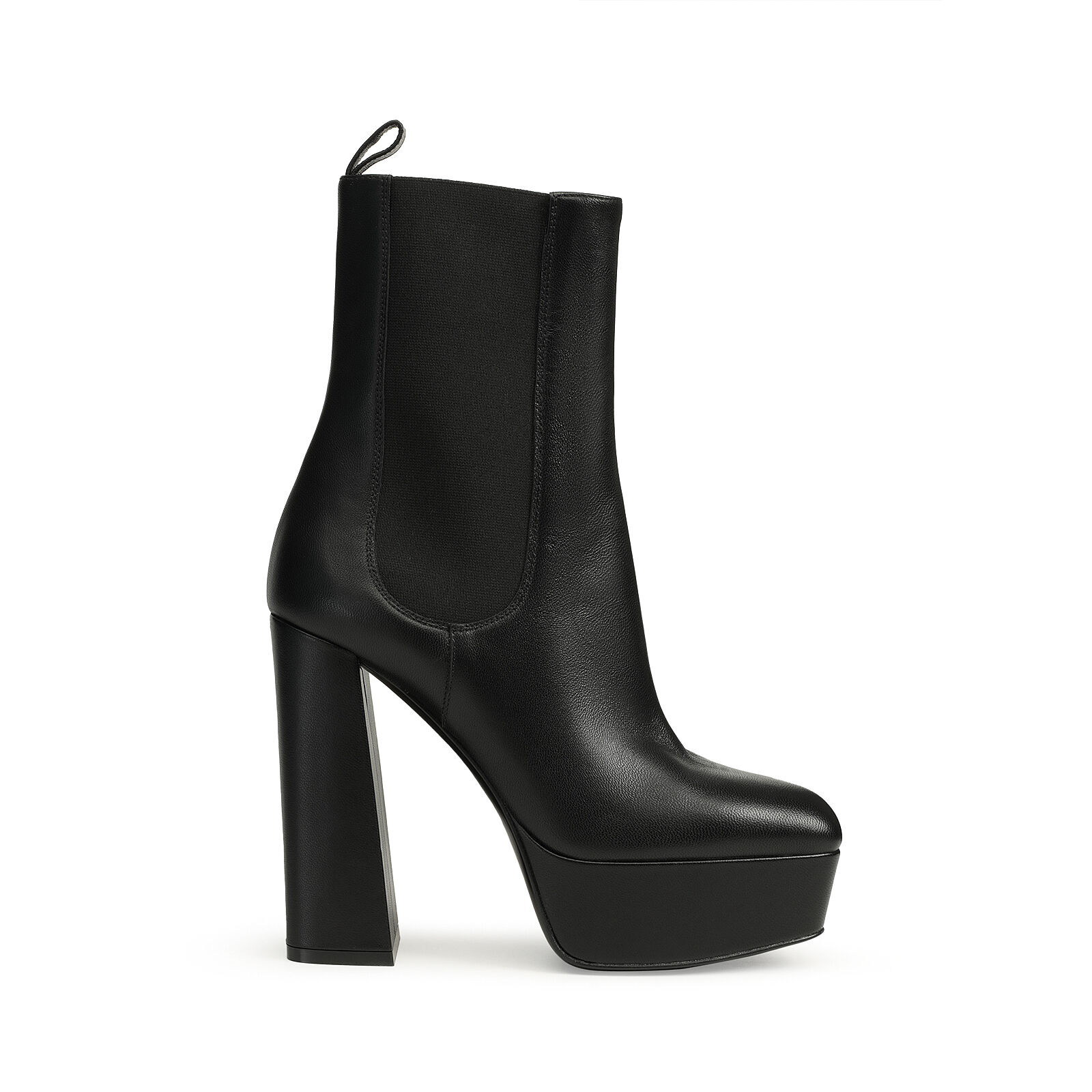 Black leather 2025 platform booties