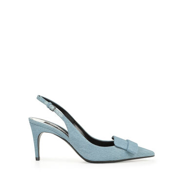 Chaussures à bride arrière Bleu Talon moyen: 75mm, sr1 - Slingbacks Blue 2