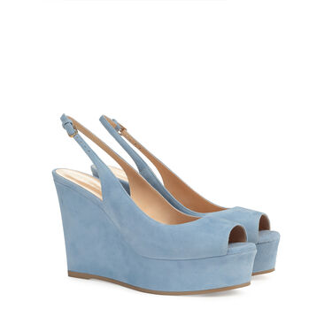 Schuhe mit Keilabsatz light blue Mittlere Absätze: 75mm, sr Pantelleria  - Wedges Light Denim 2