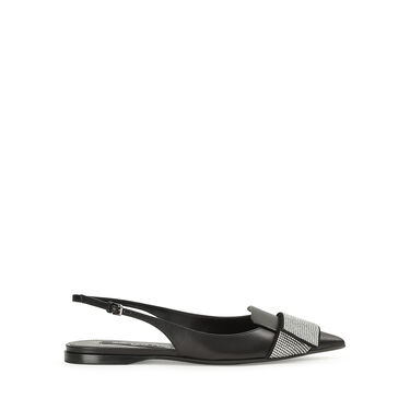 Chaussures à bride arrière Noir Talon plat: 10mm, sr1 Paris - Slingbacks Black 2