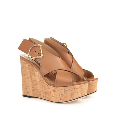 Wedges Brown Mid heel: 75mm, sr Sea Scale - Wedges Macadamia 2