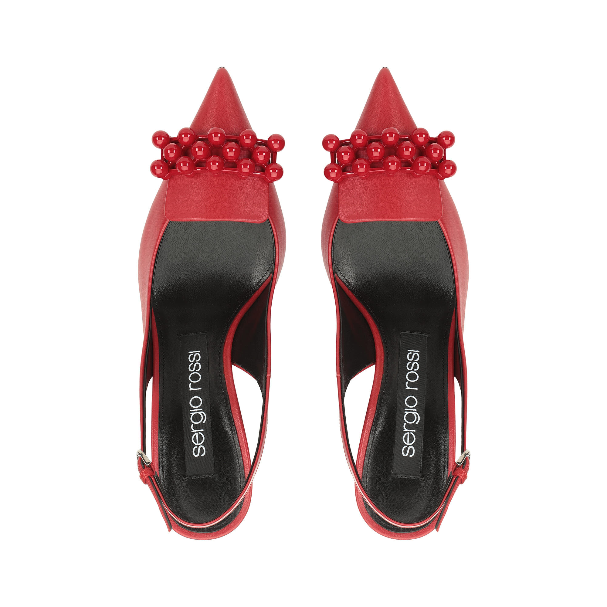 品質保証 75mm, ミッドヒール: レッド スリングバック sr1 Slingbacks - 靴