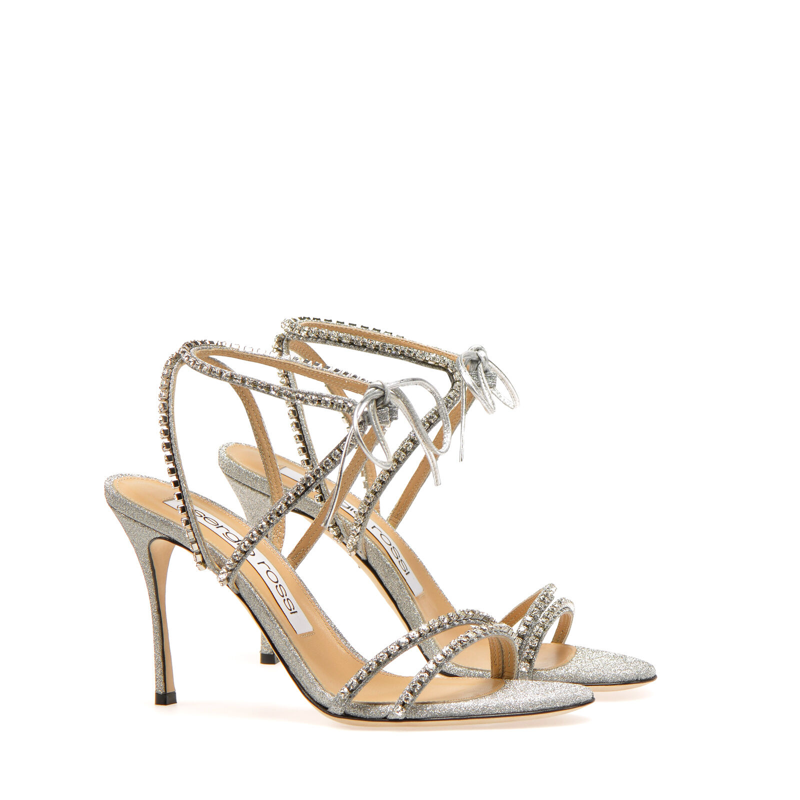 Sandals Grey Heel height 90mm Godiva Bridal Sandals Argento Sergio Rossi