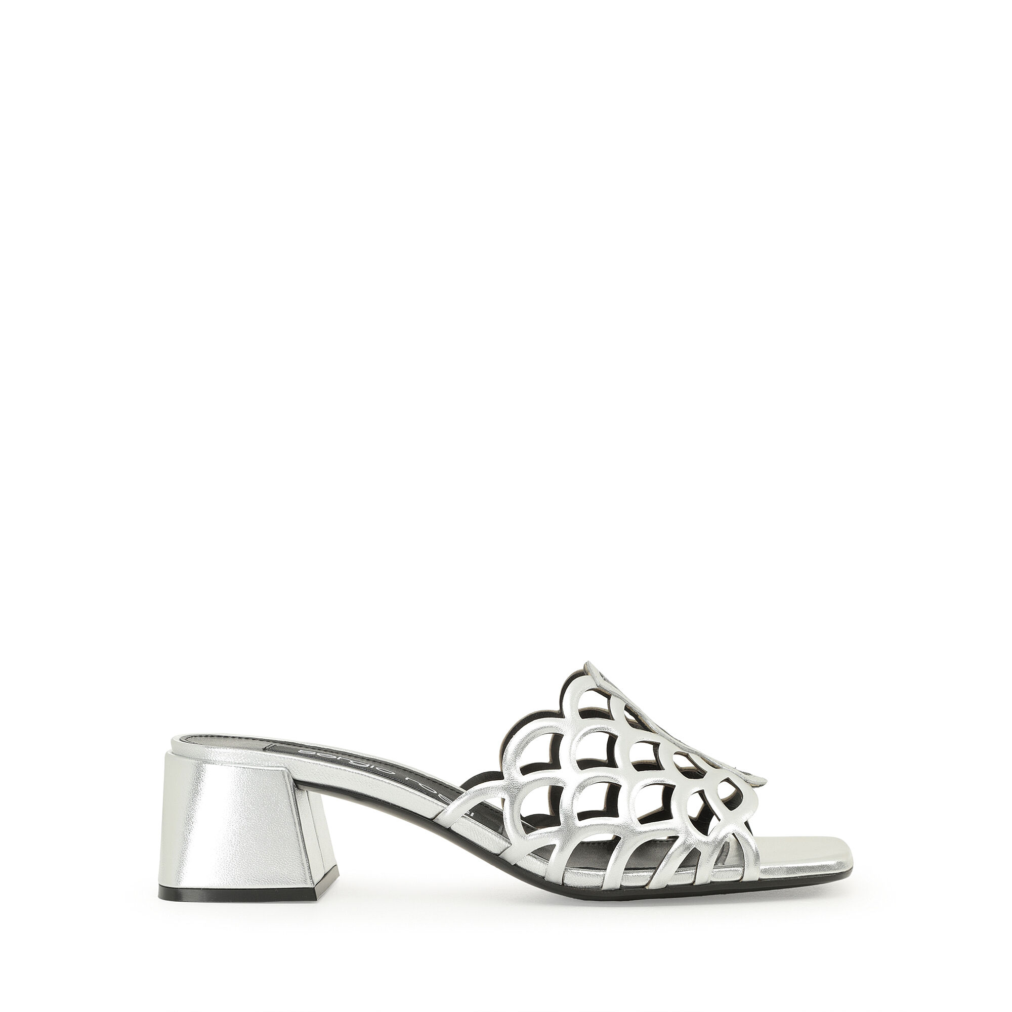 【直営店】Sergio Rossi sr Mermaid - Sandali Argento サンダル サンダル グレー ローヒール: 45mm, sr Mermaid - Sandals