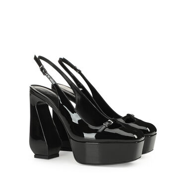 Chaussures à bride arrière Noir Talon haut: 85mm, SI ROSSI - Slingbacks Black 2