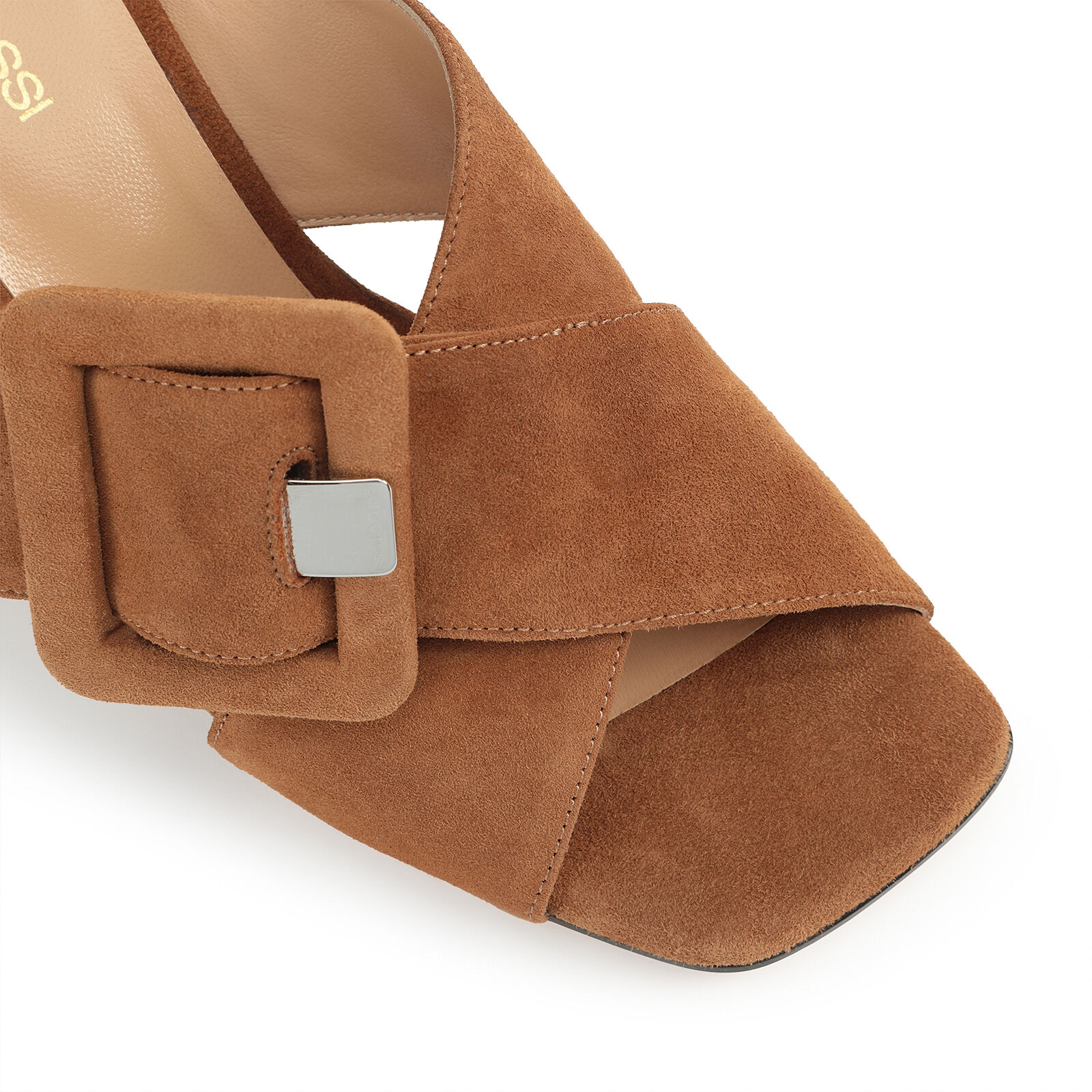 【Sergio Rossi】sr Mia 80 テクスチャードレザー ミュール Sandals Brown High heel: 80mm, Sr Mia | Sergio Rossi