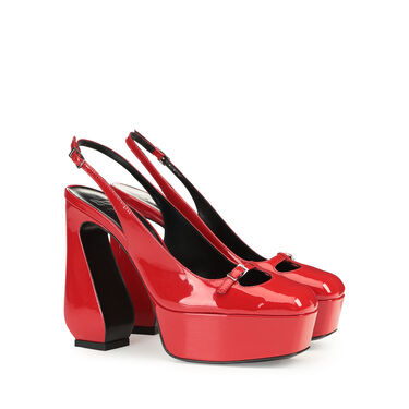 Chaussures à bride arrière Rouge Talon haut: 85mm, SI ROSSI - Slingbacks Carminio 2