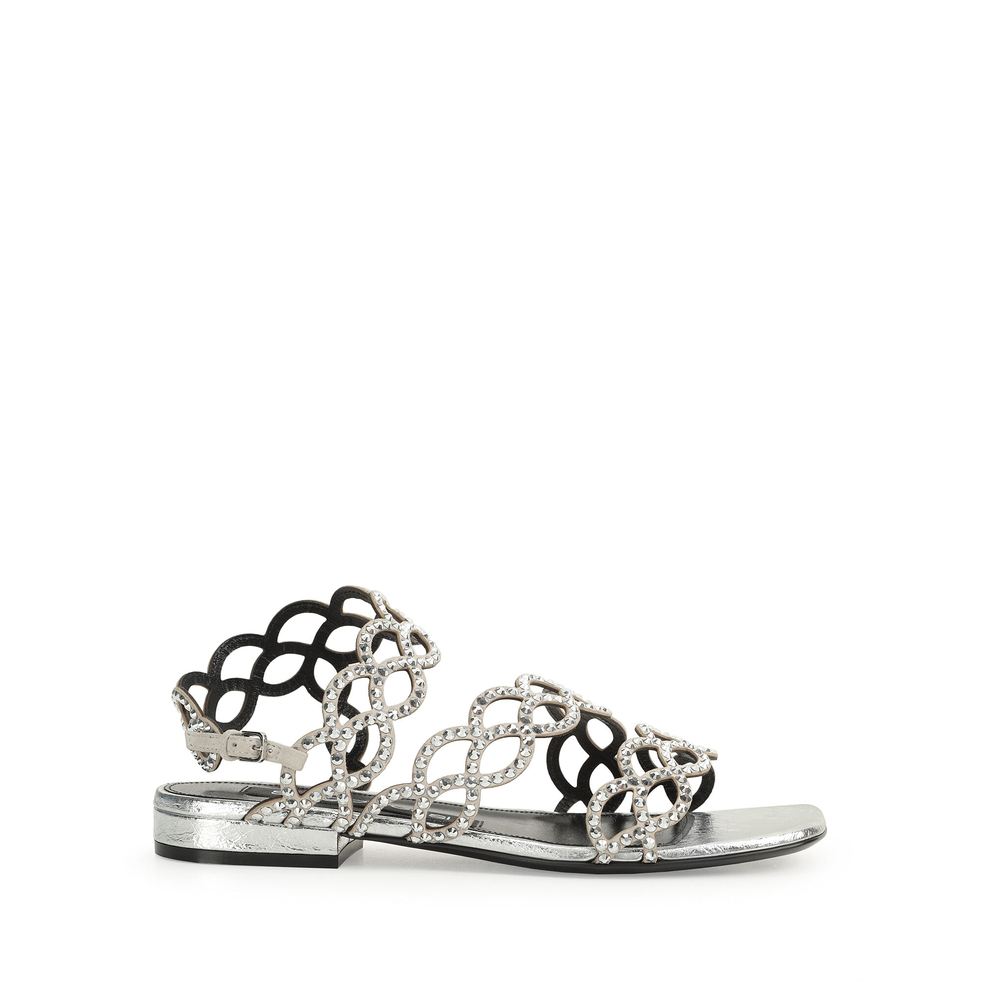 Sandali argento tacco basso cheap