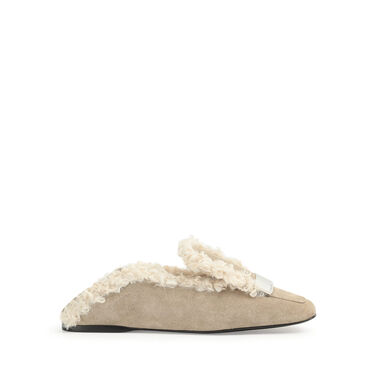 Mocassins Gris Talon plat: 5mm, sr1 - Slippers Taupe 2