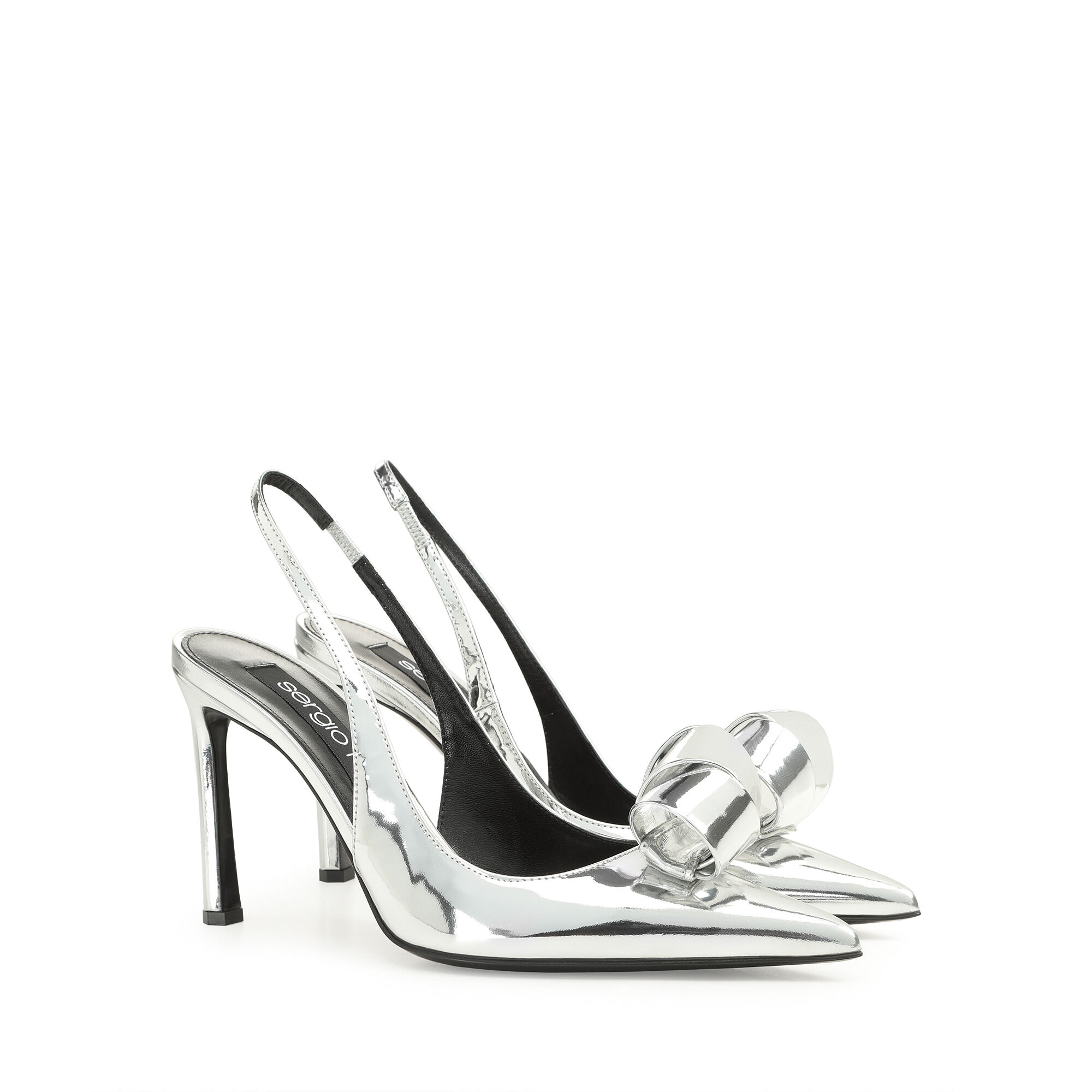 Slingbacks Grey High heel 95mm sr Bigoudi Slingbacks Argento