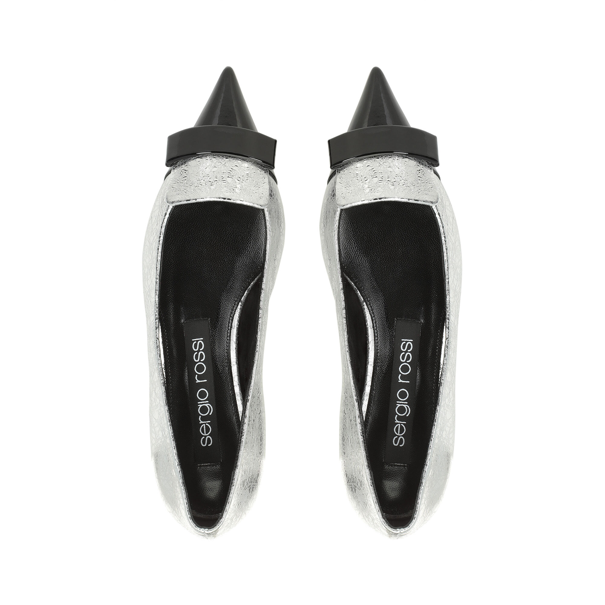 Ballerinas Grey Flat: 10mm, sr1 - Ballerinas Nero/Argento
