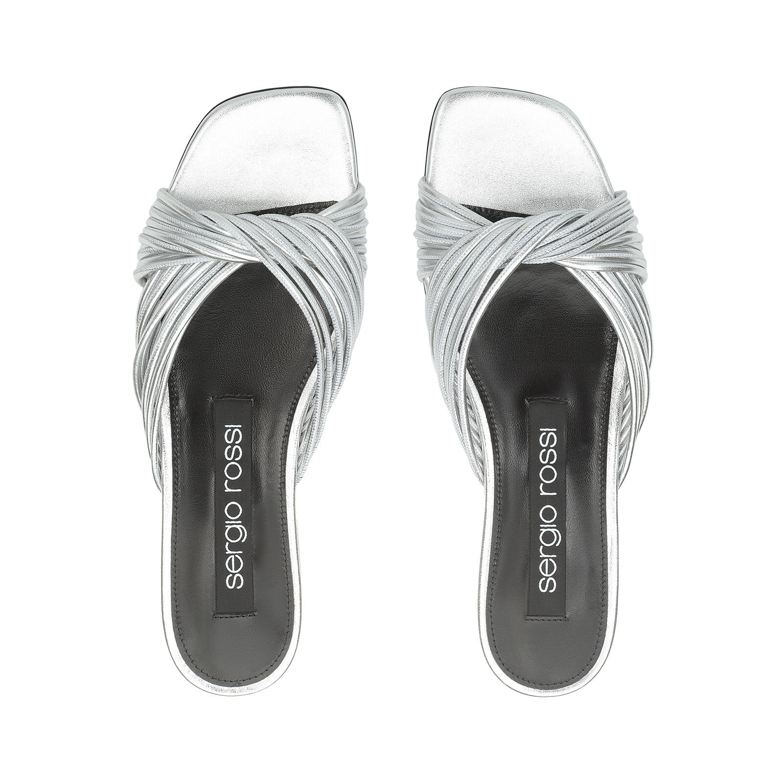 サンダル・ミュール Sergio Rossi SR AKIDA silver 15mm Sandals Grey Low heel: 15mm, sr Akida - Sandals Argento