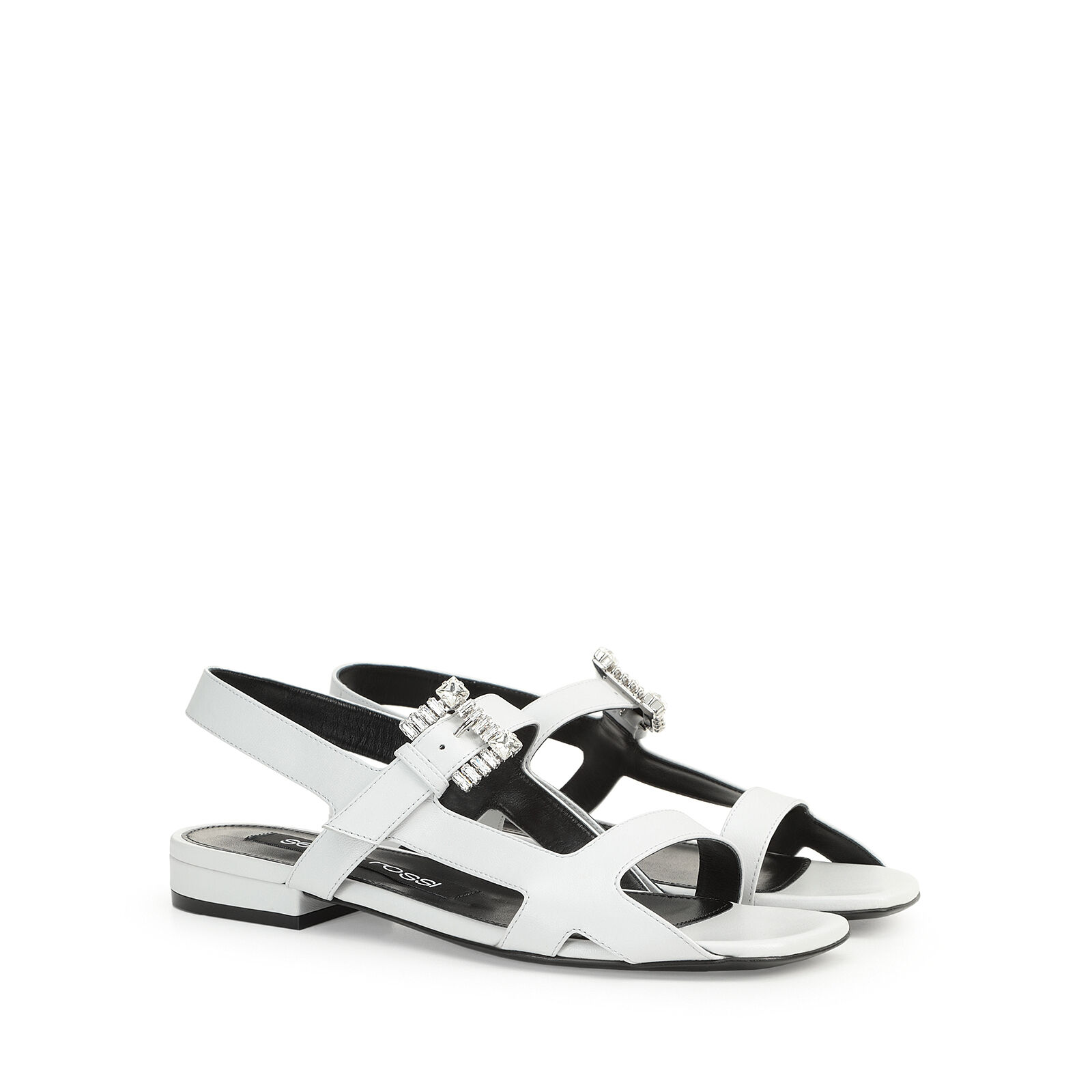 White 2 buckle sandals cheap