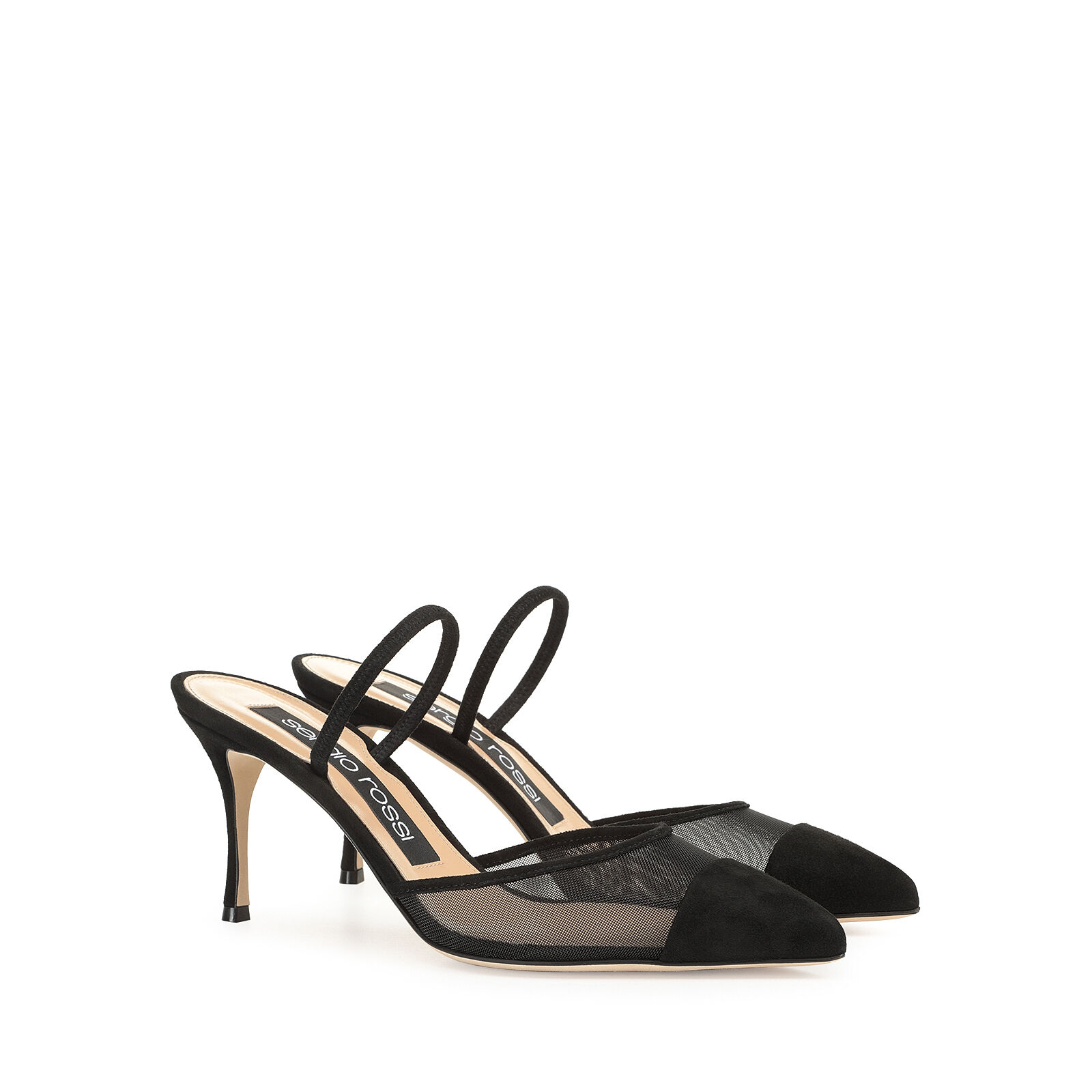 サンダル・ミュール Sergio Rossi Godiva Bon Ton Slingback Vernice Bianco 75mm Slingbacks White Mid heel: 75mm, Bon Ton - Slingbacks White