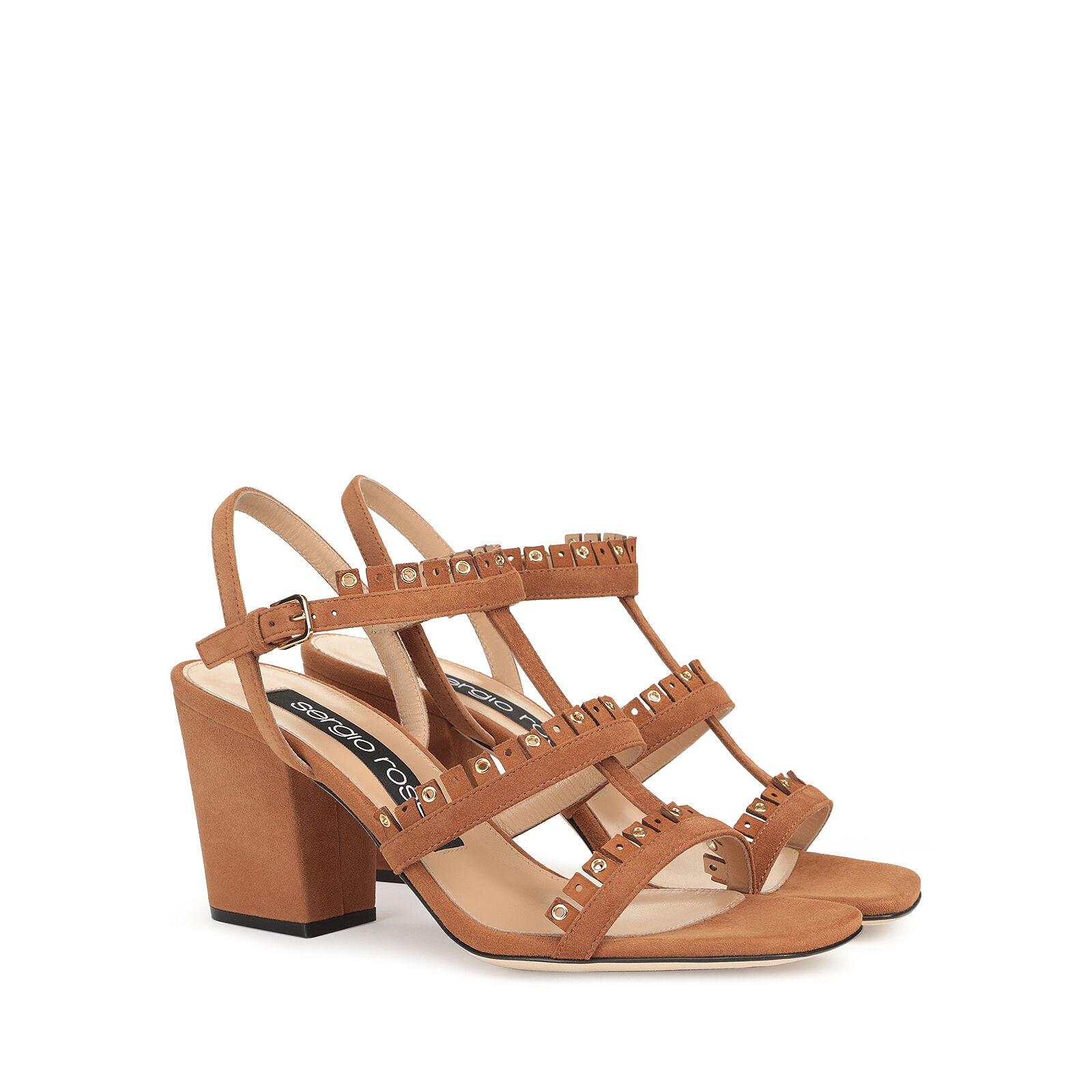 Brown Heel height: 75mm, sr Fringe | Sergio Rossi
