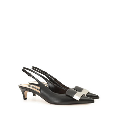 Chaussures à bride arrière Noir Petit talon: 45mm, sr1 - Slingbacks Black 2