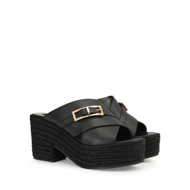 Wedges Black Mid heel: 50mm, sr Nora  - Wedges Black 2