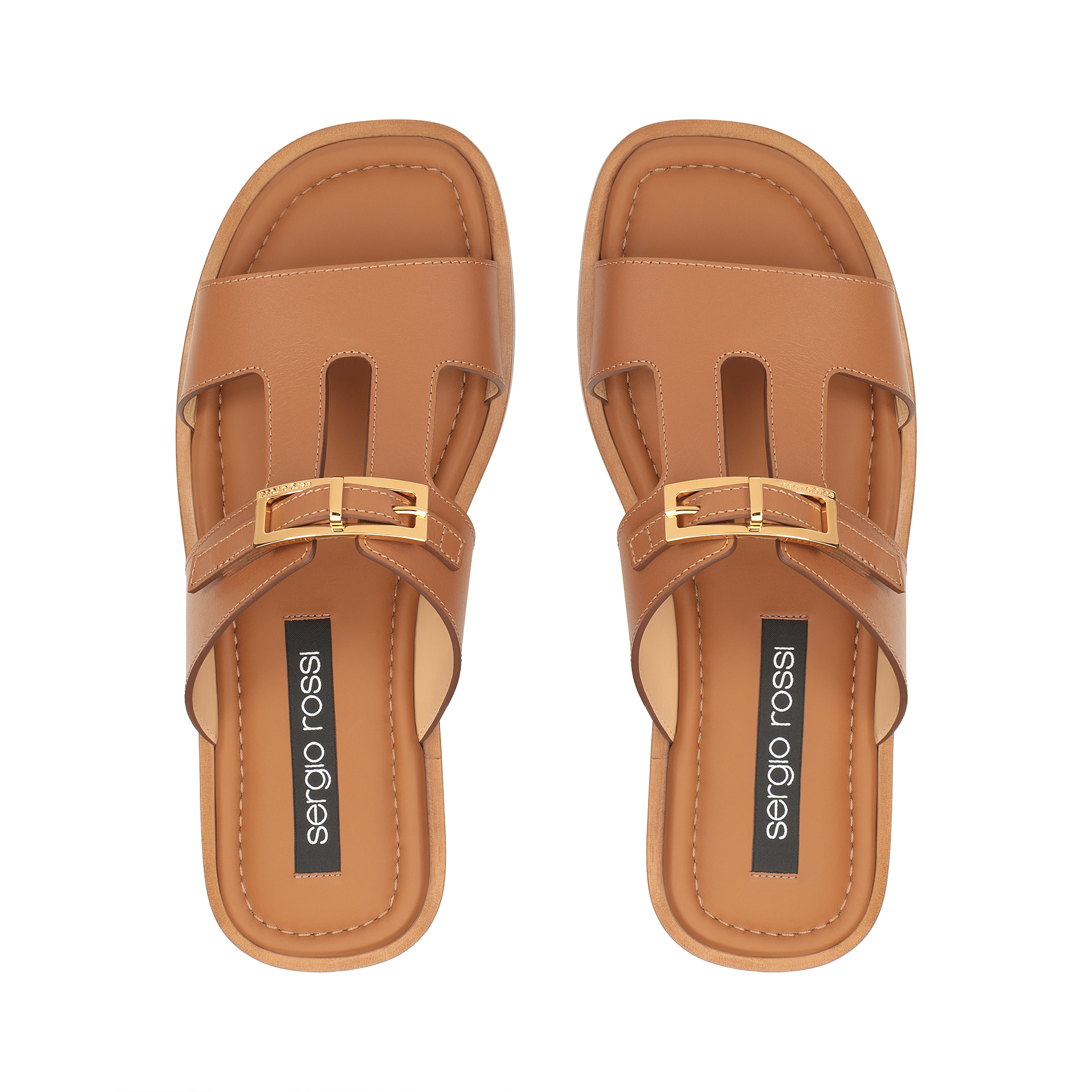 ★2025SS★【Sergio Rossi】sr Nora - Sandals Macadamia Flat sandals Brown Low heel: 15mm, sr Nora - Flat sandals