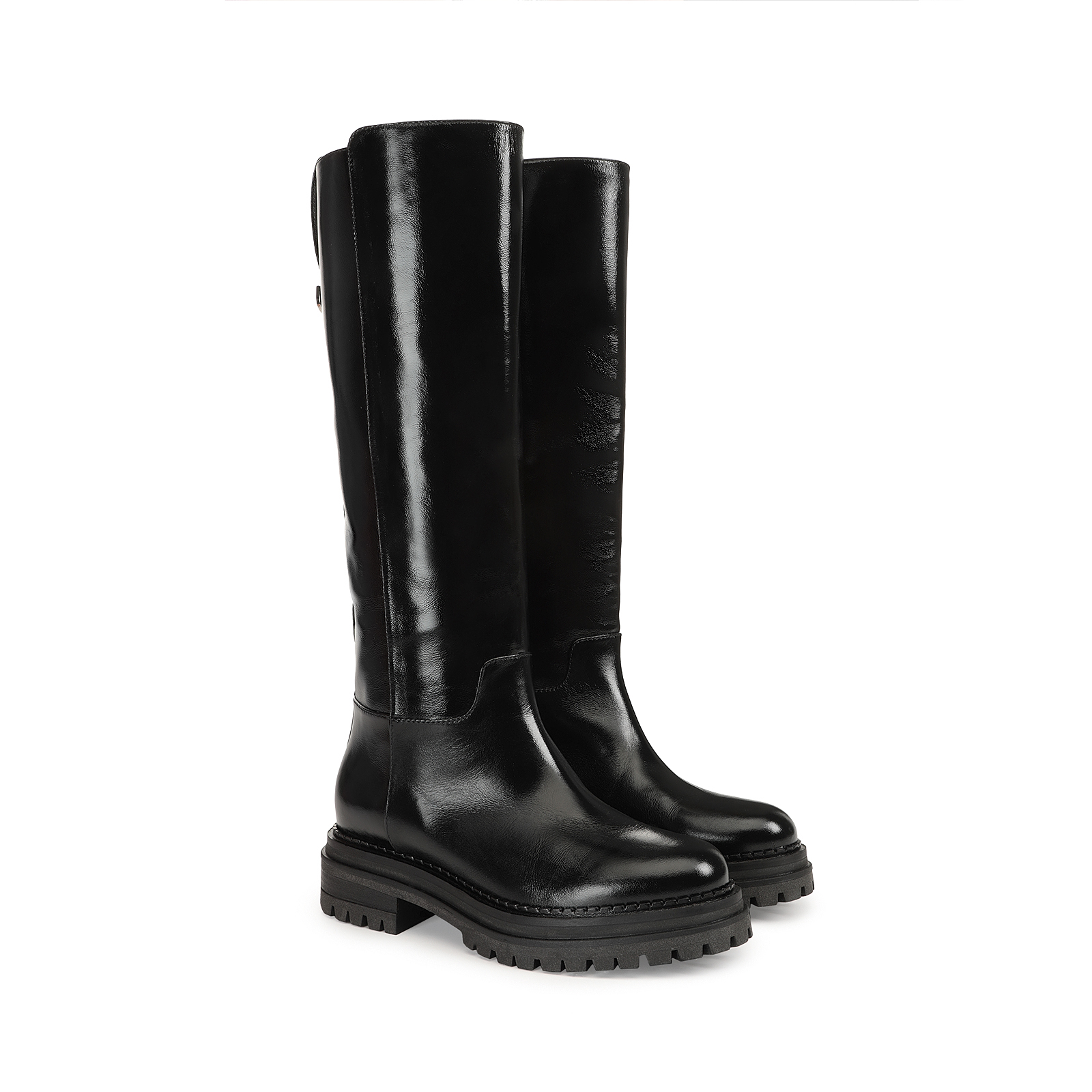 【Sergio Rossi】SR Joan H55mm ブラック カーフレザー ブーツ Boots Black Low heel: 15mm, sr Joan - Boots Black | Sergio Rossi