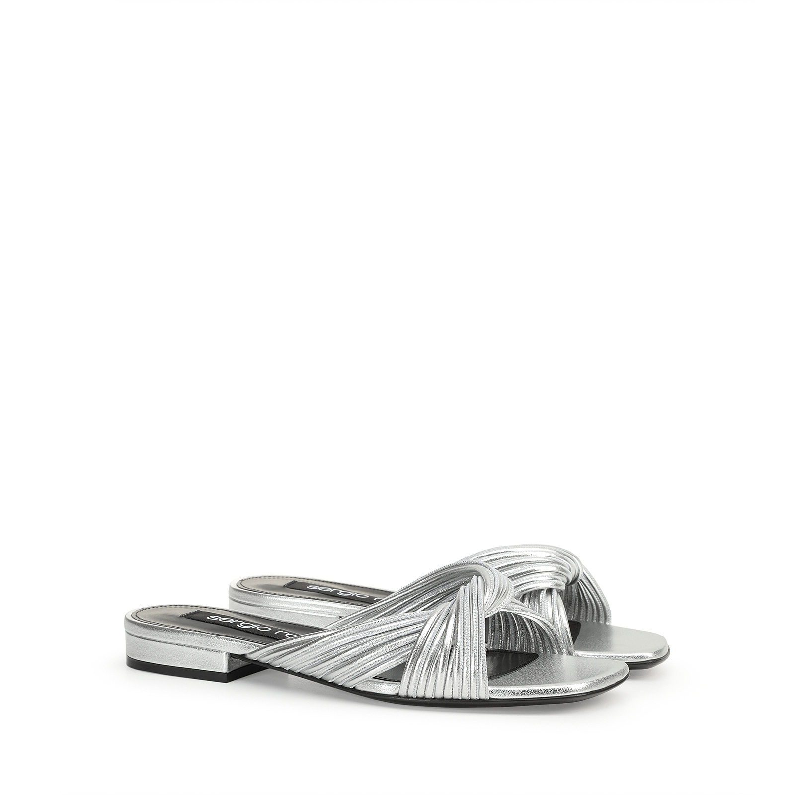 サンダル・ミュール Sergio Rossi SR AKIDA silver 15mm Sandals Grey Low heel: 15mm, sr Akida - Sandals Argento