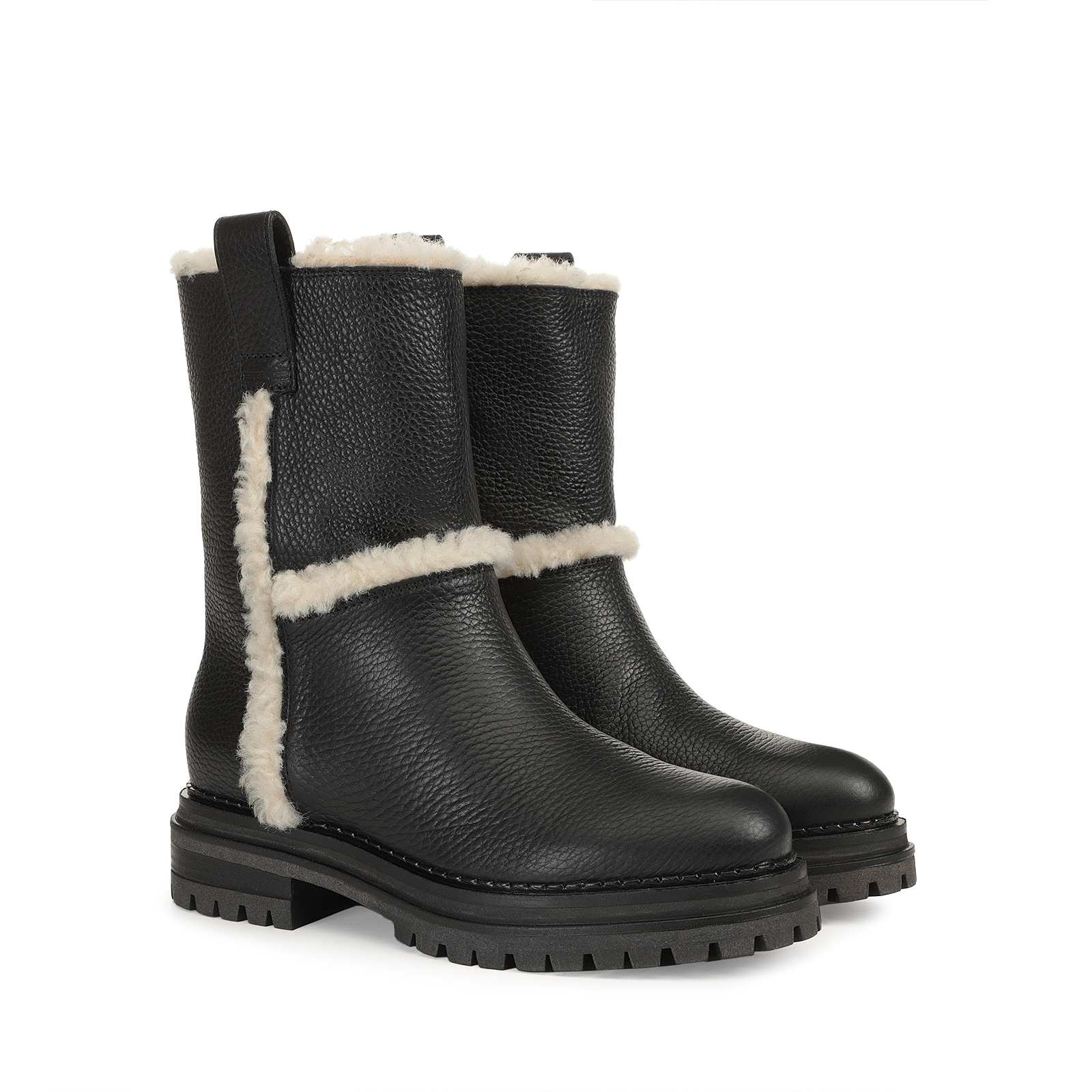 直営店☆SergioRossi☆Carlaナッパレザーブーティ ブラック/45mm Booties Black Low heel: 45mm, Carla | Sergio Rossi