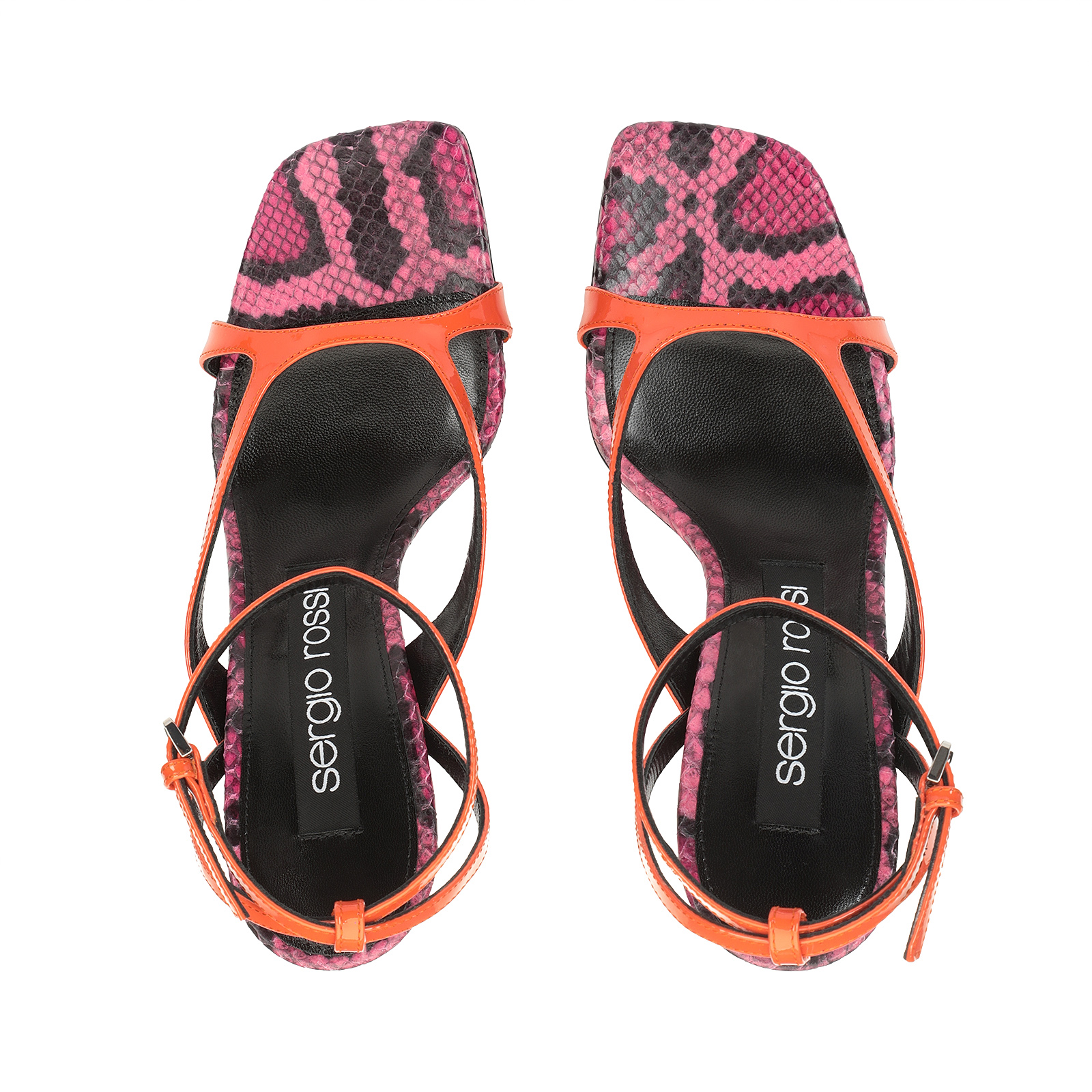サンダル・ミュール Sergio Rossi SR Aracne Fuxia and Mandarine Sandal 90mm Sandals Pink High heel: 95mm, sr Aracne - Sandals Mandarine+
