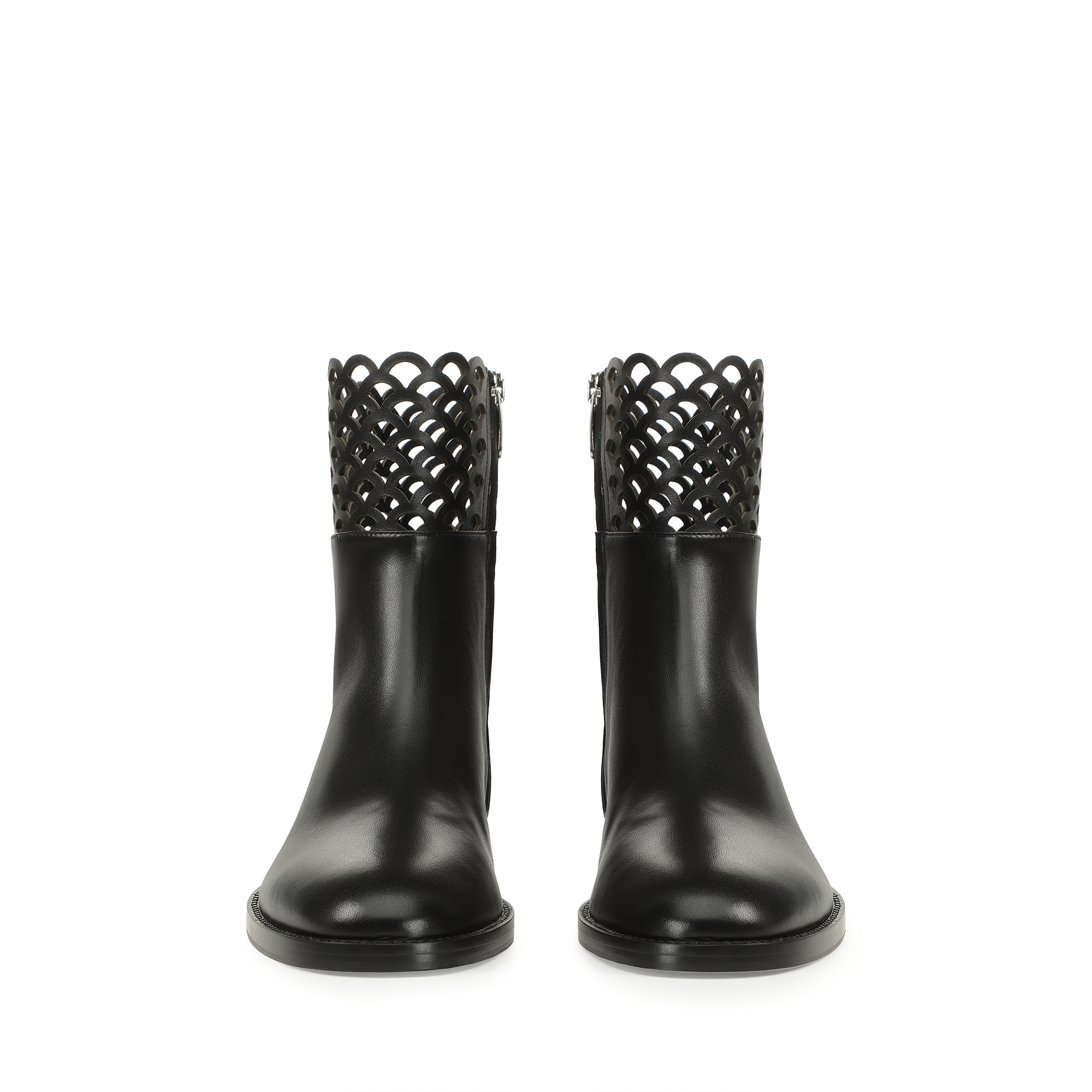 直営店‐Sergio Rossi‐ Mermaid 15mm レザー ブーツ Booties Black Low heel: 15mm, sr Mermaid - Booties Black