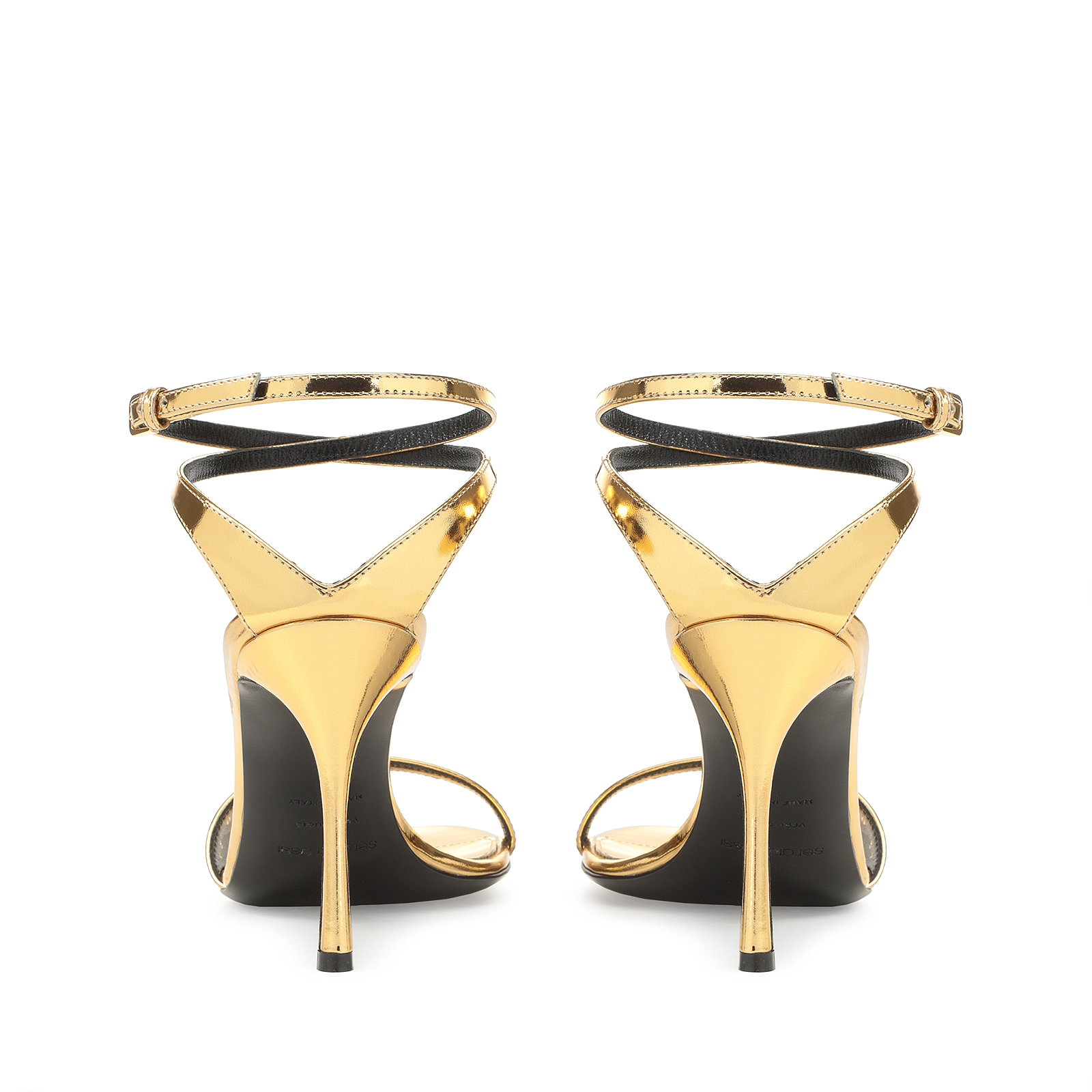 上品ゴールド★SS25 new★【Sergio Rossi】Godiva-Sandals Gold Sandals Yellow High heel: 90mm, Godiva - Sandals Gold