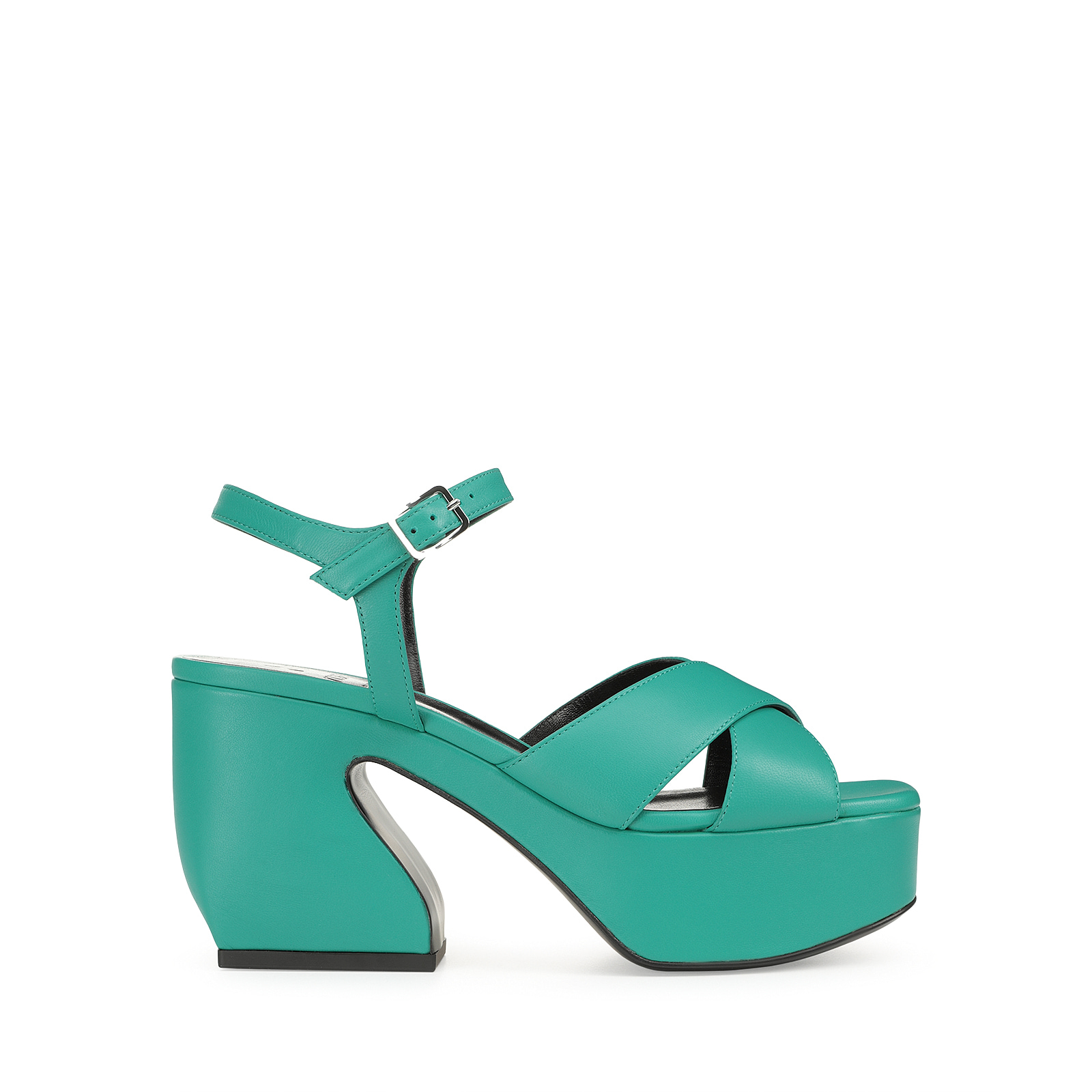 Sandals Green Low heel: 45mm, SI ROSSI - Sandals Kentia