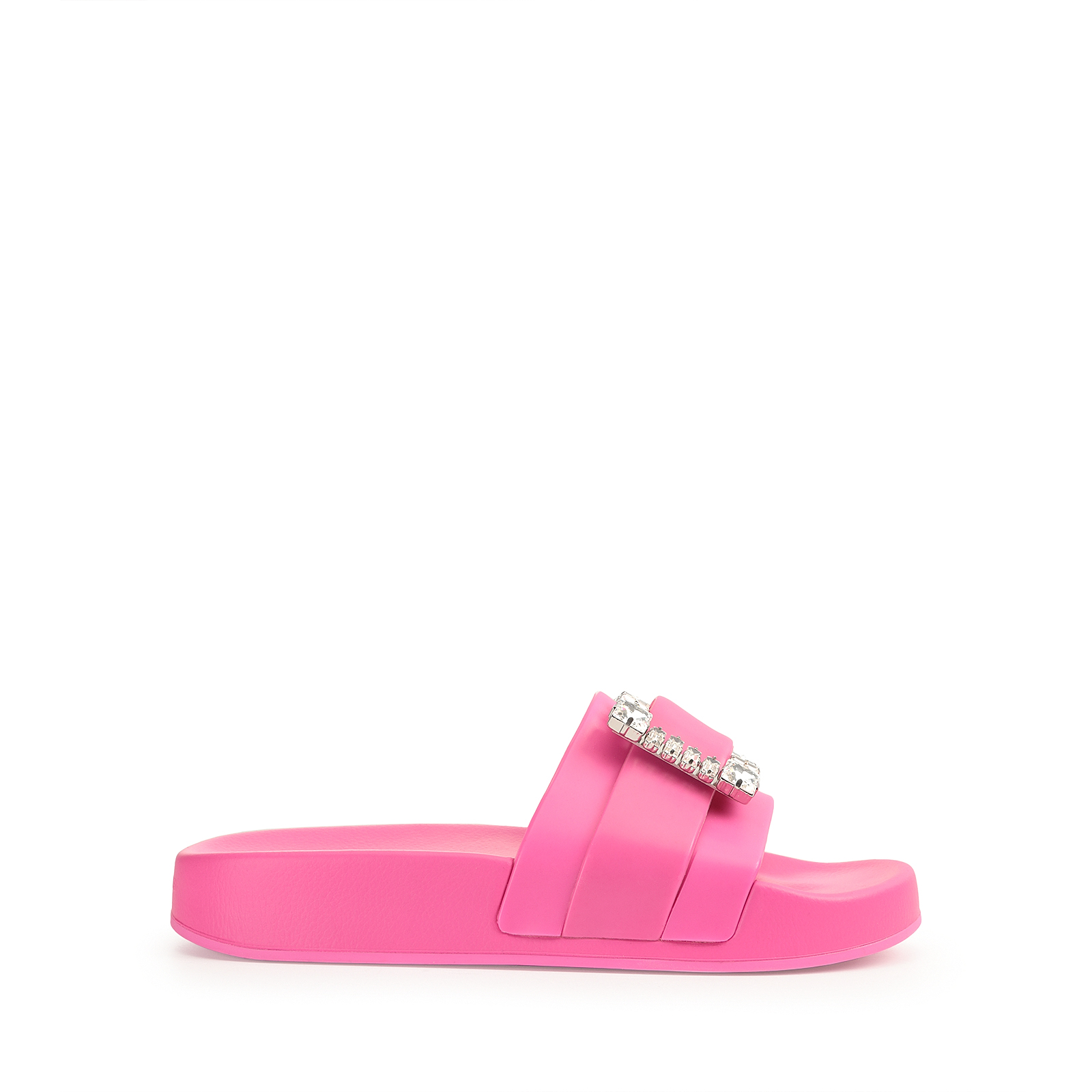 【MOSCHINO】フラットサンダルピンク Moschino Glitter Lettering Logo Slides Pink ref.626179