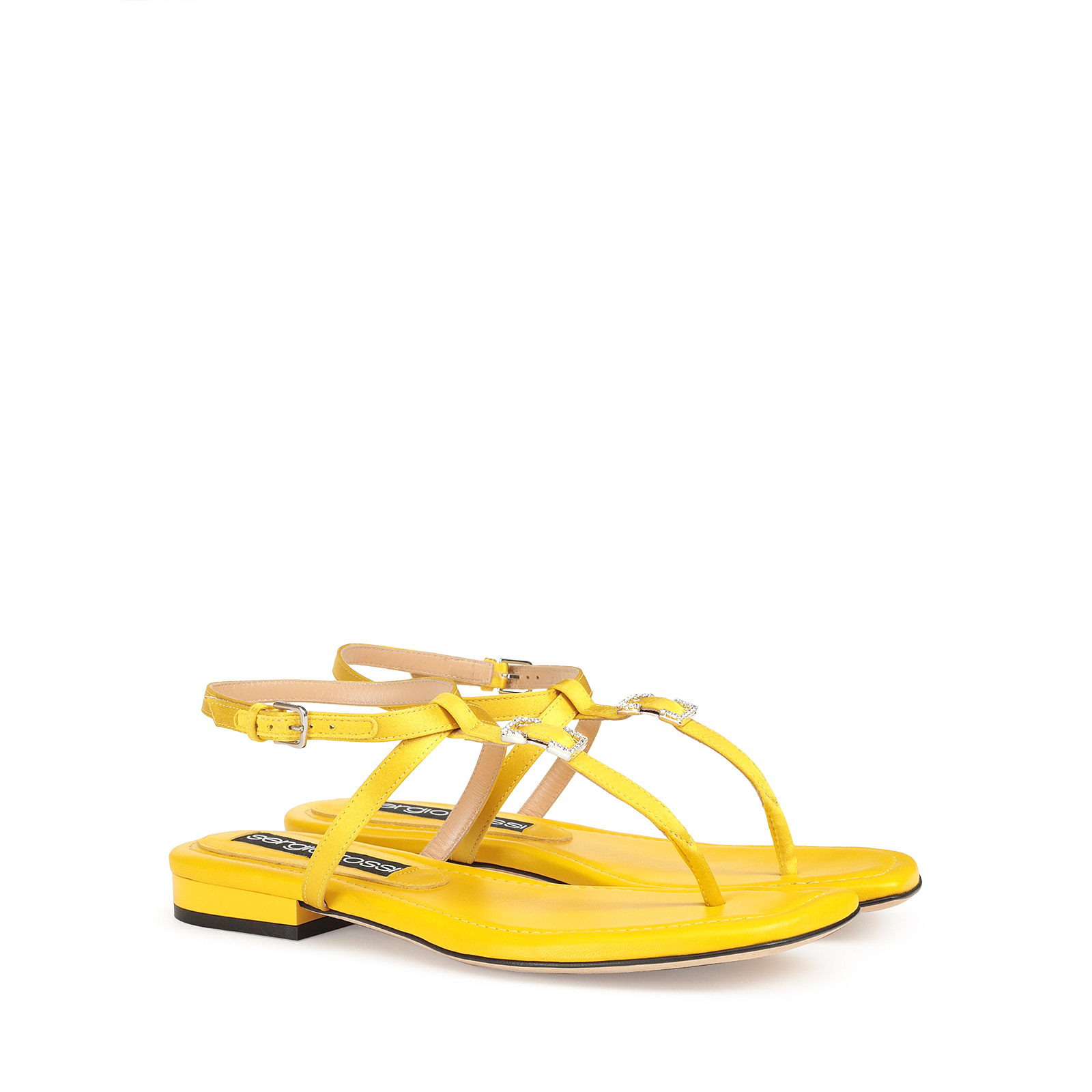 セルジオロッシ☆イエローサテンクロスサンダル/sr Mini Prince Sandals イエロー ヒールの高さ: 15mm, sr Mini Prince | Sergio