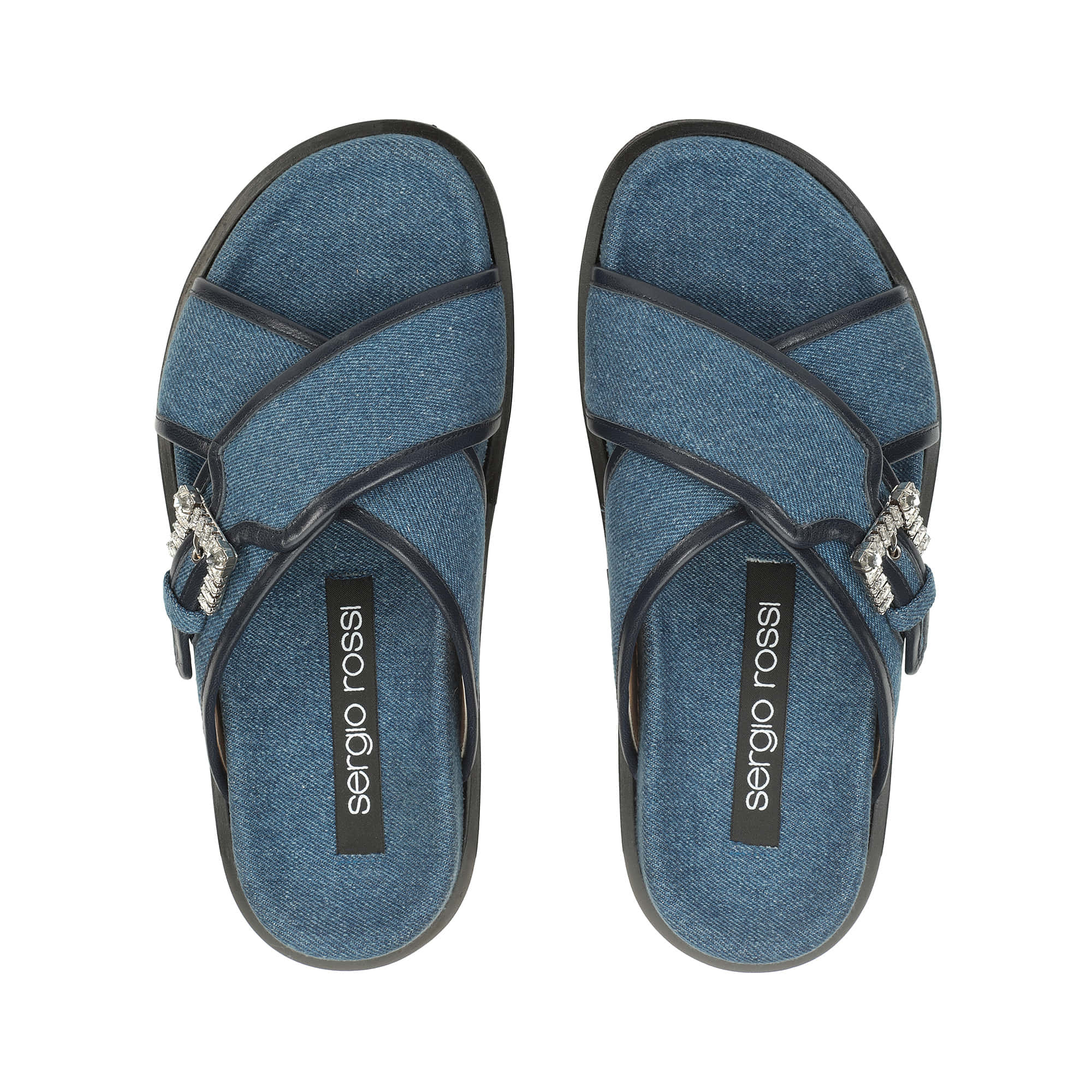 ★セルジオロッシSS25★sr Twenty Buckle - Flat sandals Indigo サンダル ブルー フラット, sr Twenty Buckle - Flat sandals