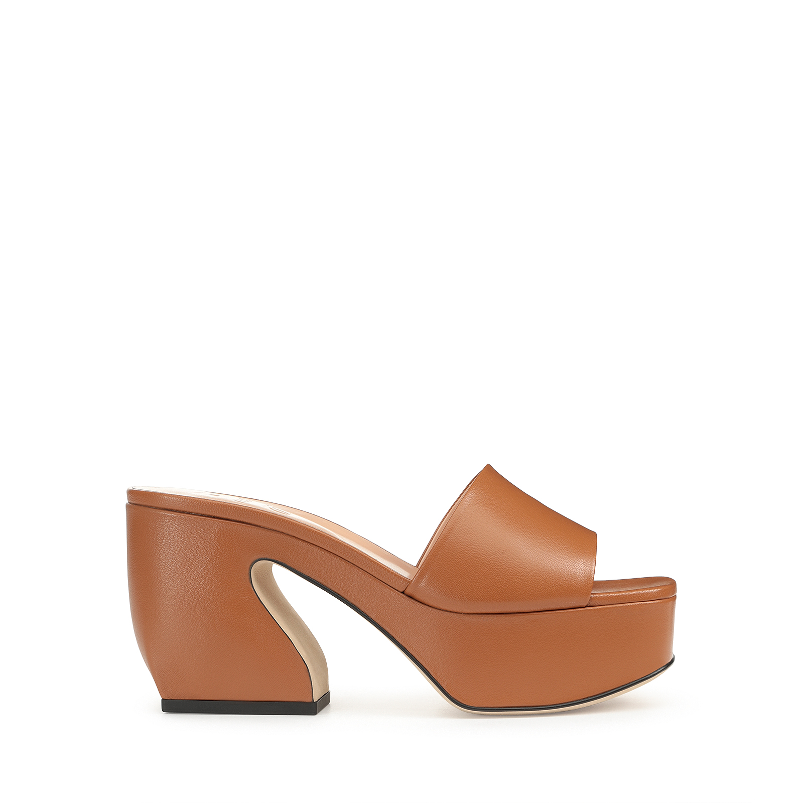 Sandals Brown Low heel: 45mm, SI ROSSI - Sandals Cuoio