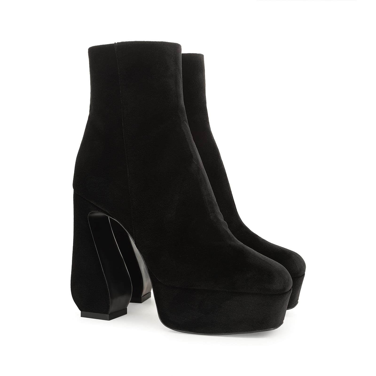 直営店☆SergioRossi☆ SI Rossi 厚底ナッパレザーブーティ/85mm ブーティ ブラック ハイヒール: 85mm, SI ROSSI - Booties Black