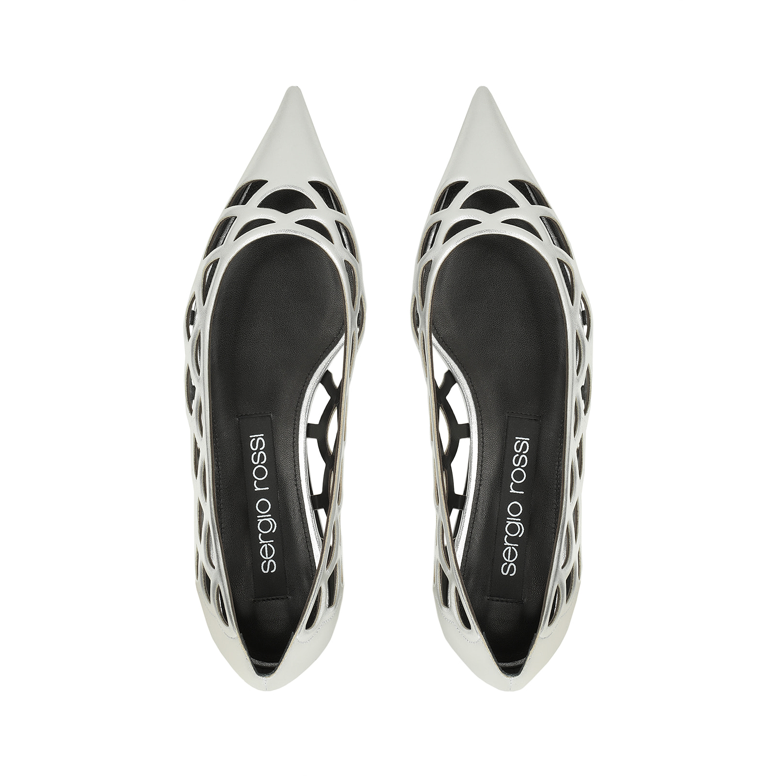 ★sale★【SergioRossi】srTwenty Buckle-Ballerinas white Ballerinas White Flat: 5mm, sr Twenty Buckle - Ballerinas