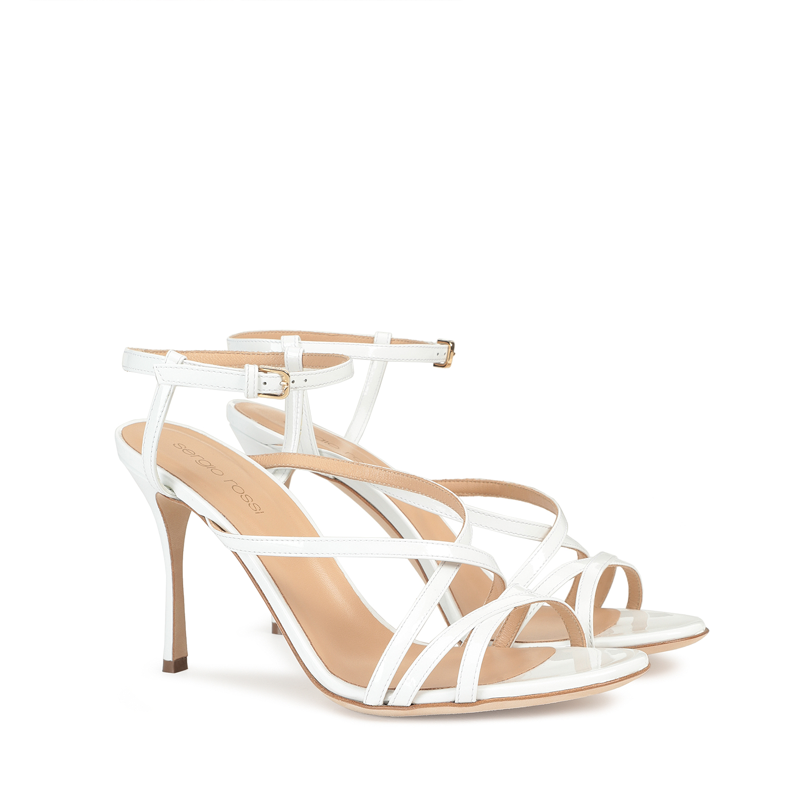 サンダル・ミュール Sergio Rossi Bon Ton Sandal Vernice Bright Skin 75mm Sandals White Mid heel: 75mm, Bon ton | Sergio Rossi