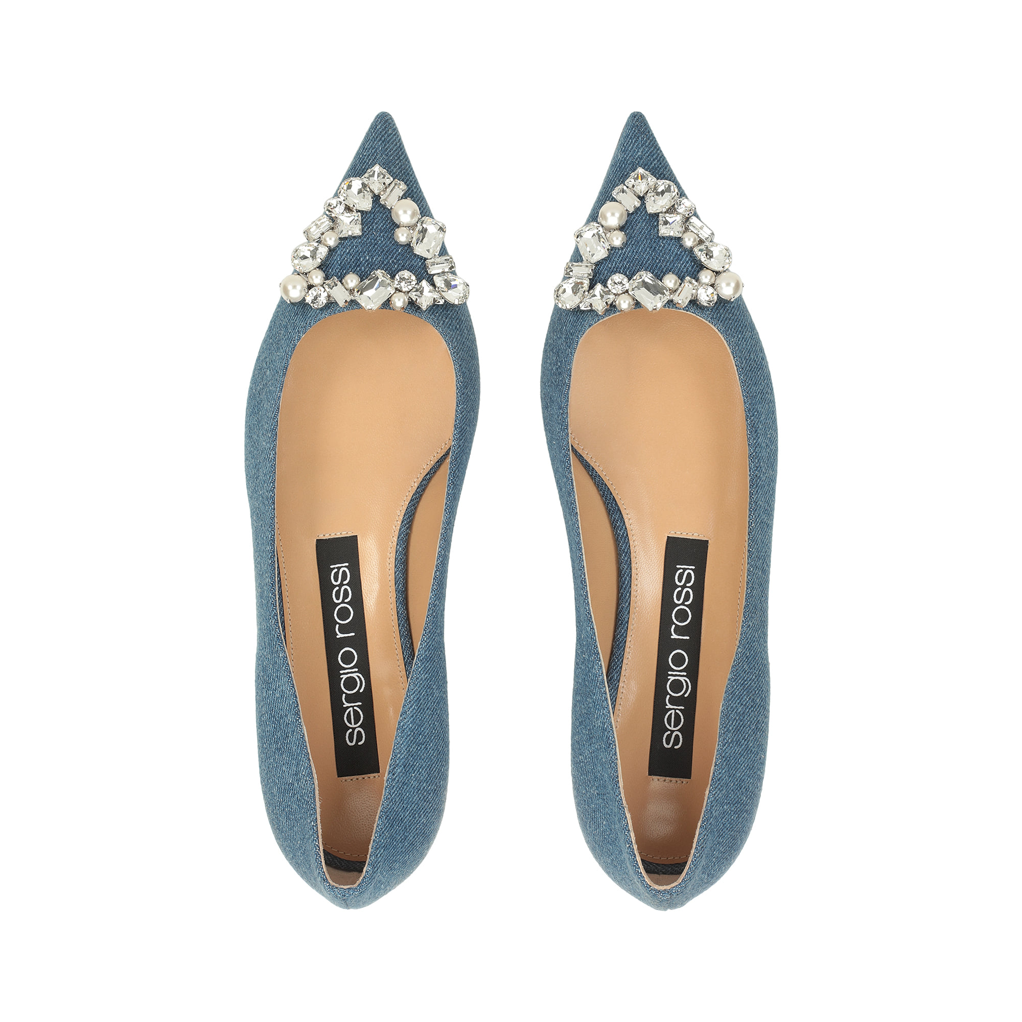 SS25新作★Sergio Rossi★sr Godiva Precious-Ballerinas Indigo Ballerinas Blue Flat: 10mm, sr Godiva Precious - Ballerinas