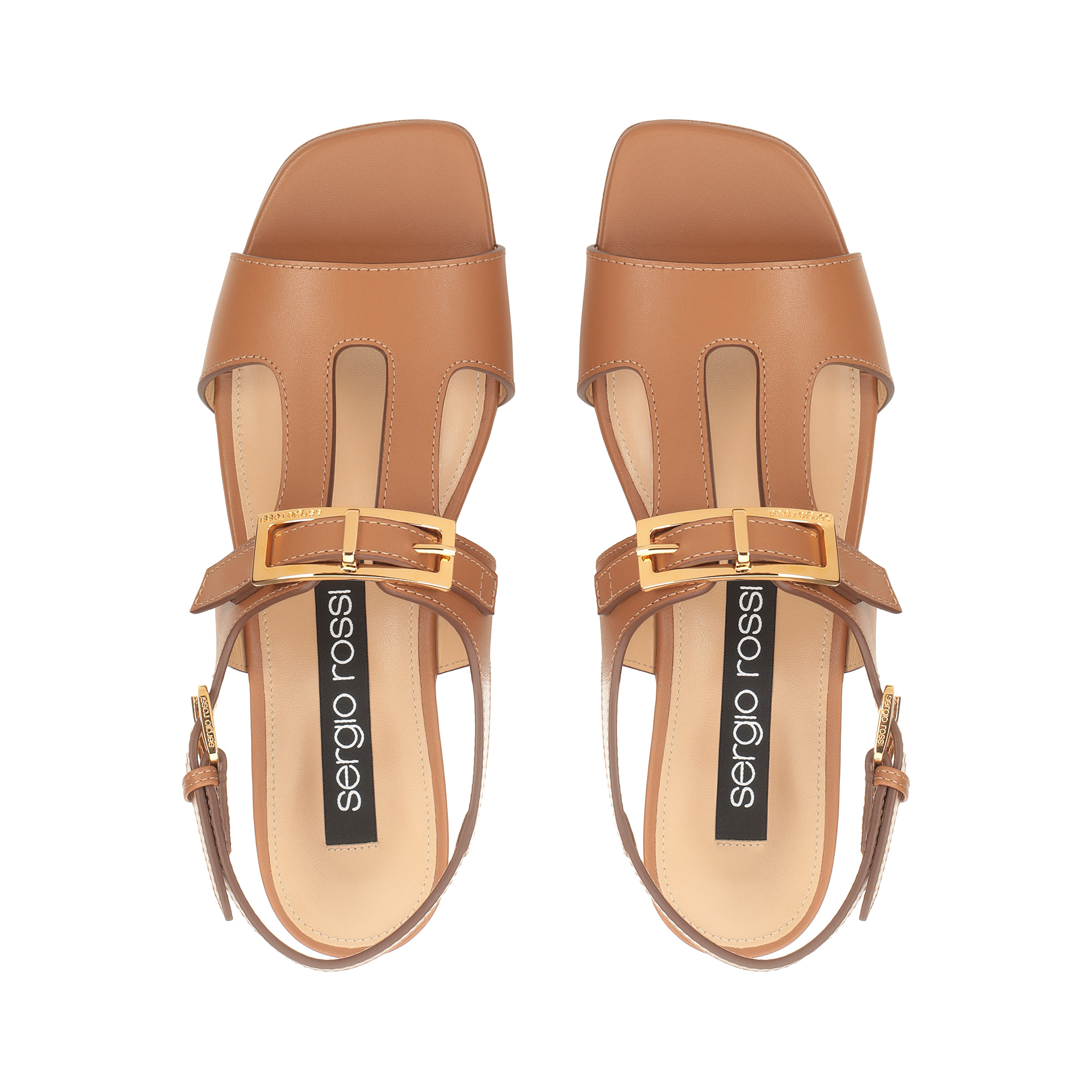★SS25★Sergio Rossi srTwentyバックルサンダル Macadamia Sandals Brown Flat: 25mm, sr Twenty Buckle - Sandals