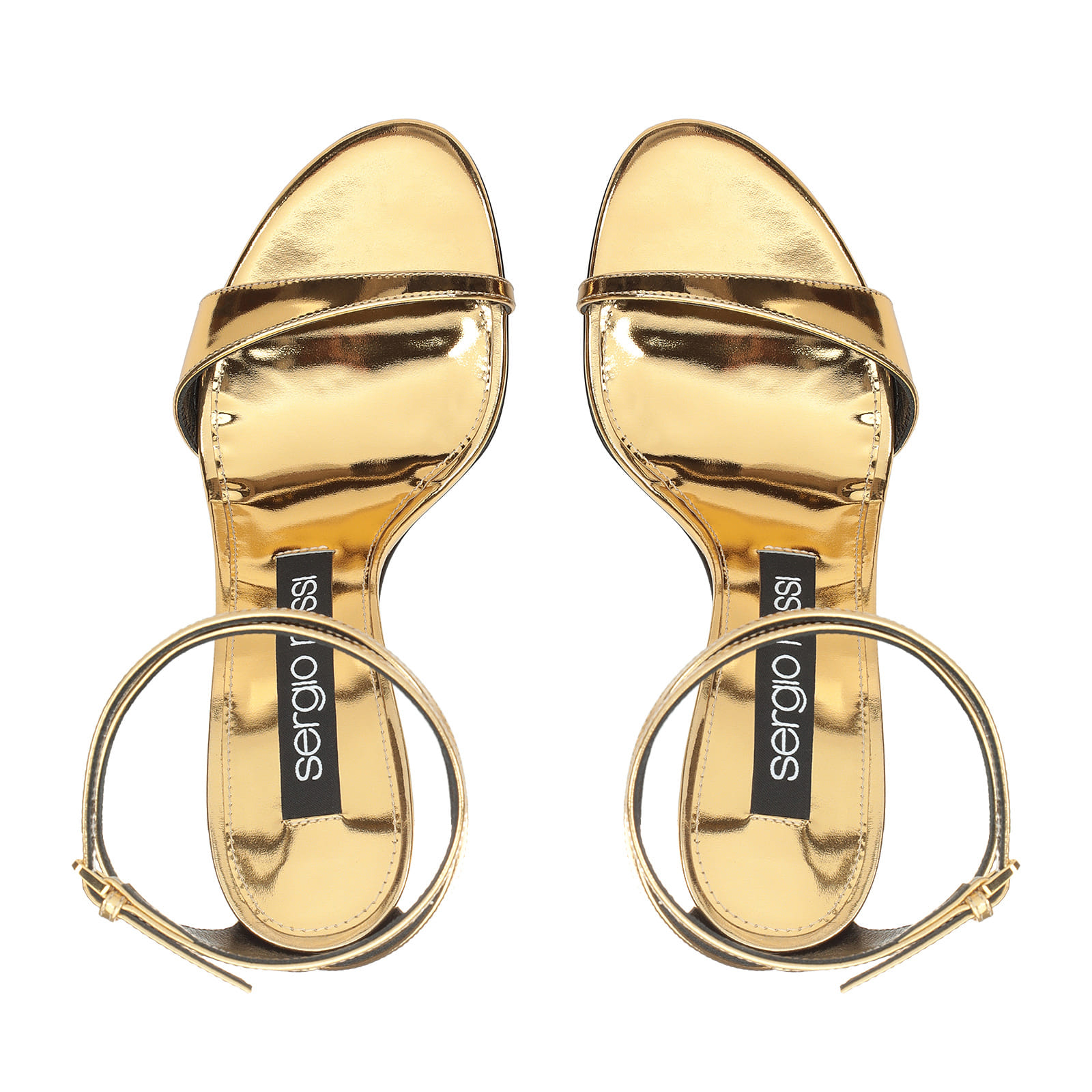 上品ゴールド★SS25 new★【Sergio Rossi】Godiva-Sandals Gold Sandals beige High heel: 90mm, Godiva - Sandals Oro Gold
