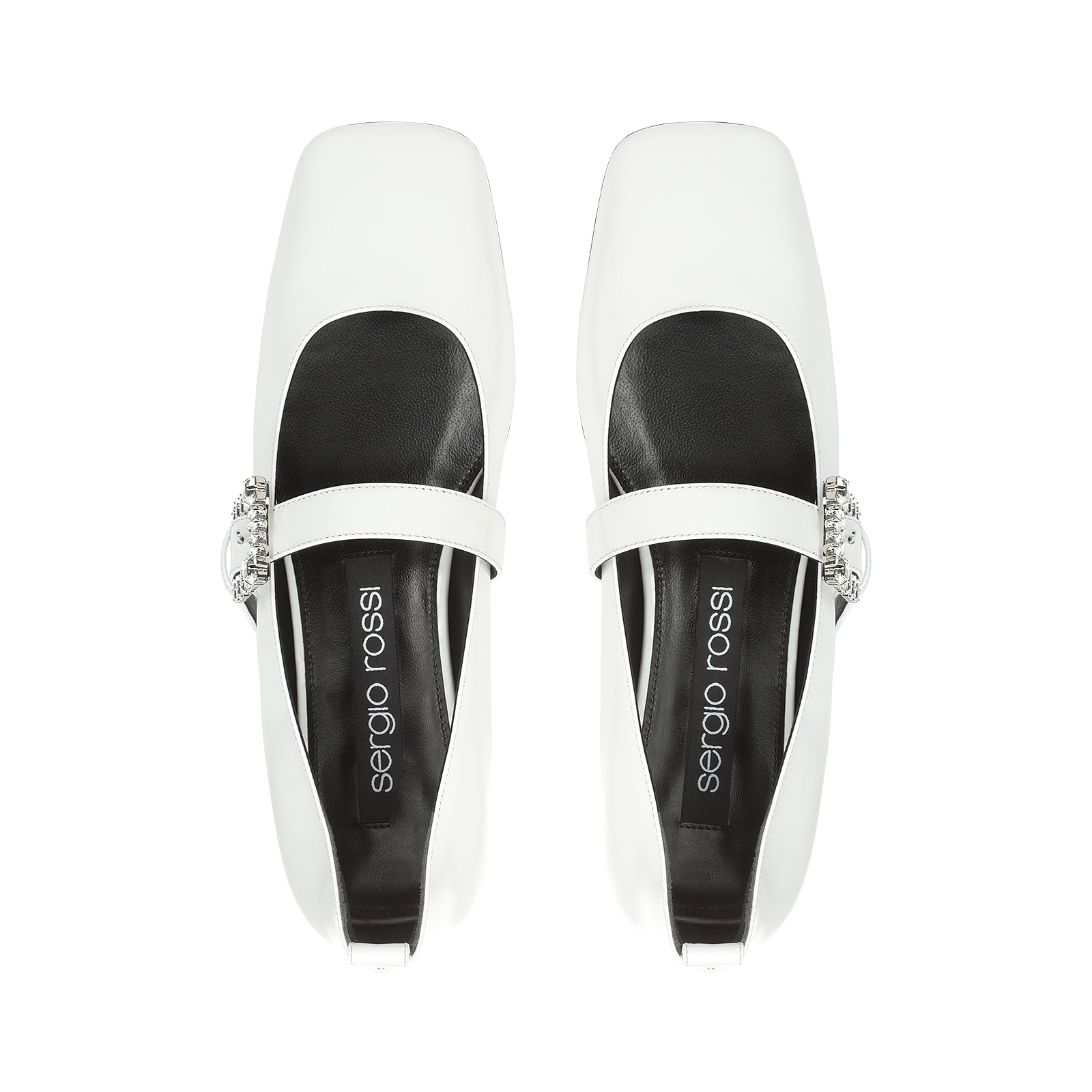 【直営店】Sergio Rossi sr Twenty Buckle Ballerinas フラット バレリーナフラット ホワイト フラット: 5mm, sr Twenty Buckle