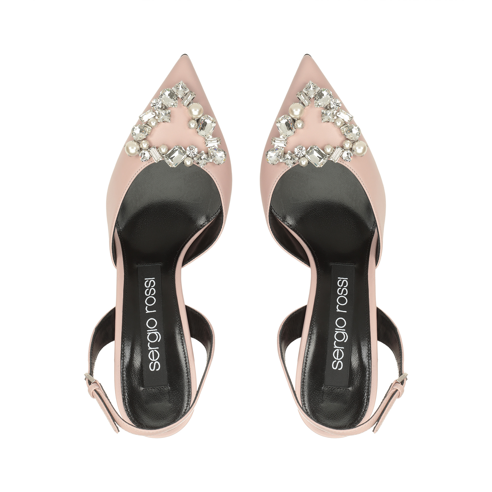 SS25新作★Sergio Rossi★sr Godiva Precious-Slingbacks Silver Slingbacks Grey Mid heel: 50mm, sr Godiva Precious