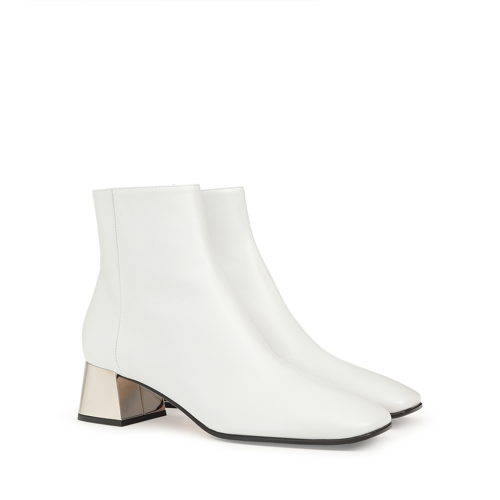 Booties White Low heel: 45mm, sr Alicia - Booties White