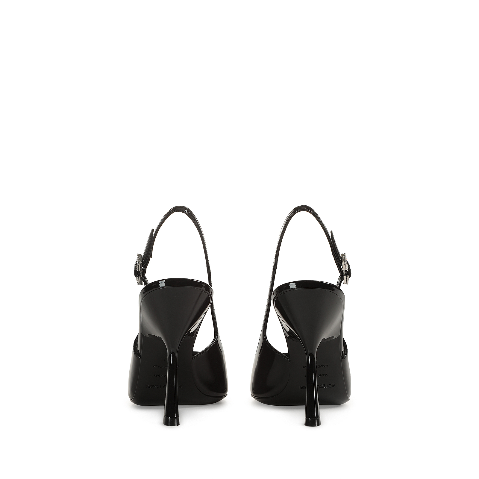 直営店☆SergioRossi☆SR Evangelie Nappa スリングバック/100mm スリングバック ブラック ハイヒール: 100mm, Evangelie