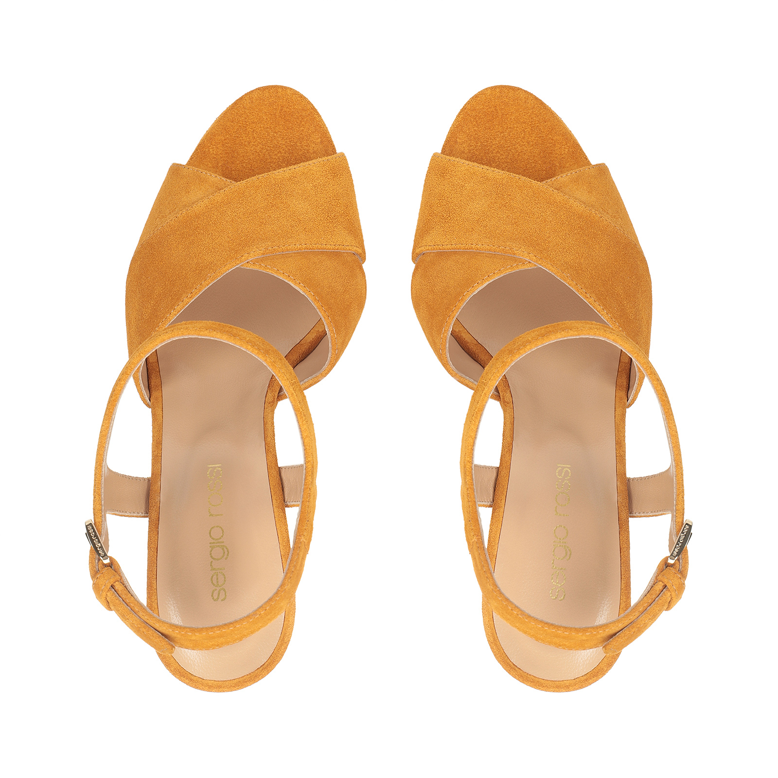 直営店‐Sergio Rossi‐ Sr Pantelleria 75mm スエード サンダル Wedges Yellow Mid heel: 75mm, sr Pantelleria | Sergio Rossi