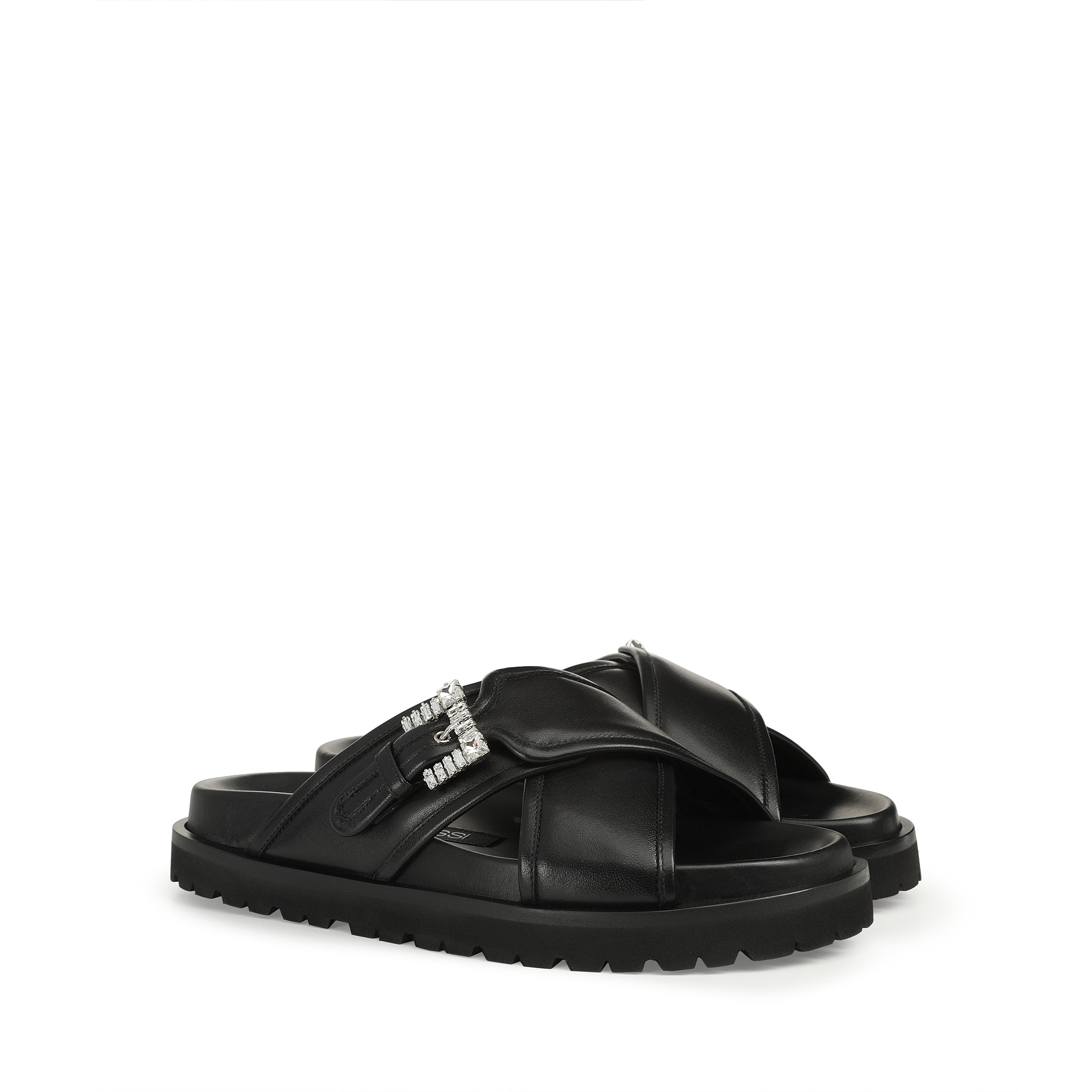 サンダル ブラック フラット, sr Twenty Buckle - Flat sandals