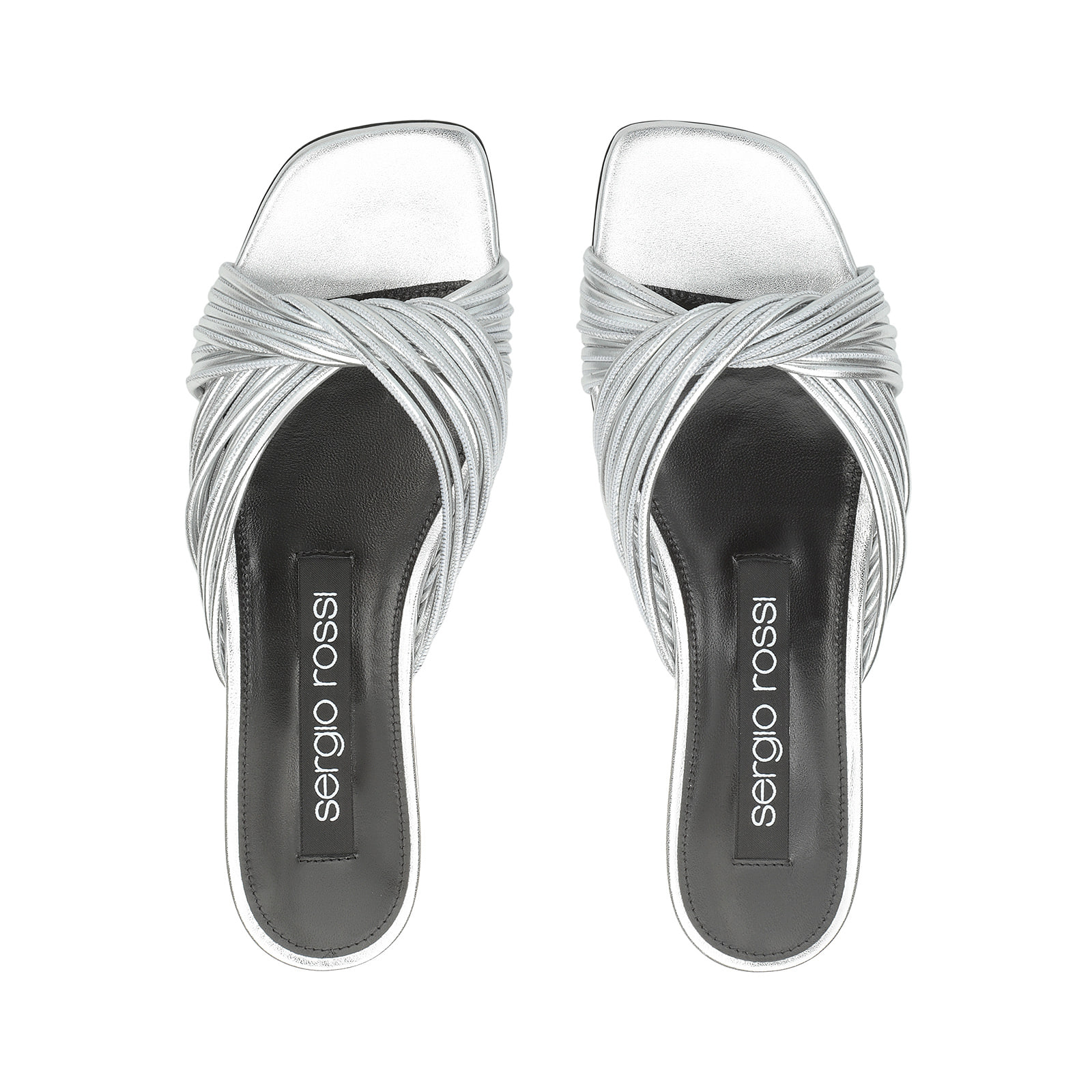 サンダル・ミュール Sergio Rossi SR AKIDA silver 15mm Sandals Grey Low heel: 15mm, sr Akida - Sandals Argento