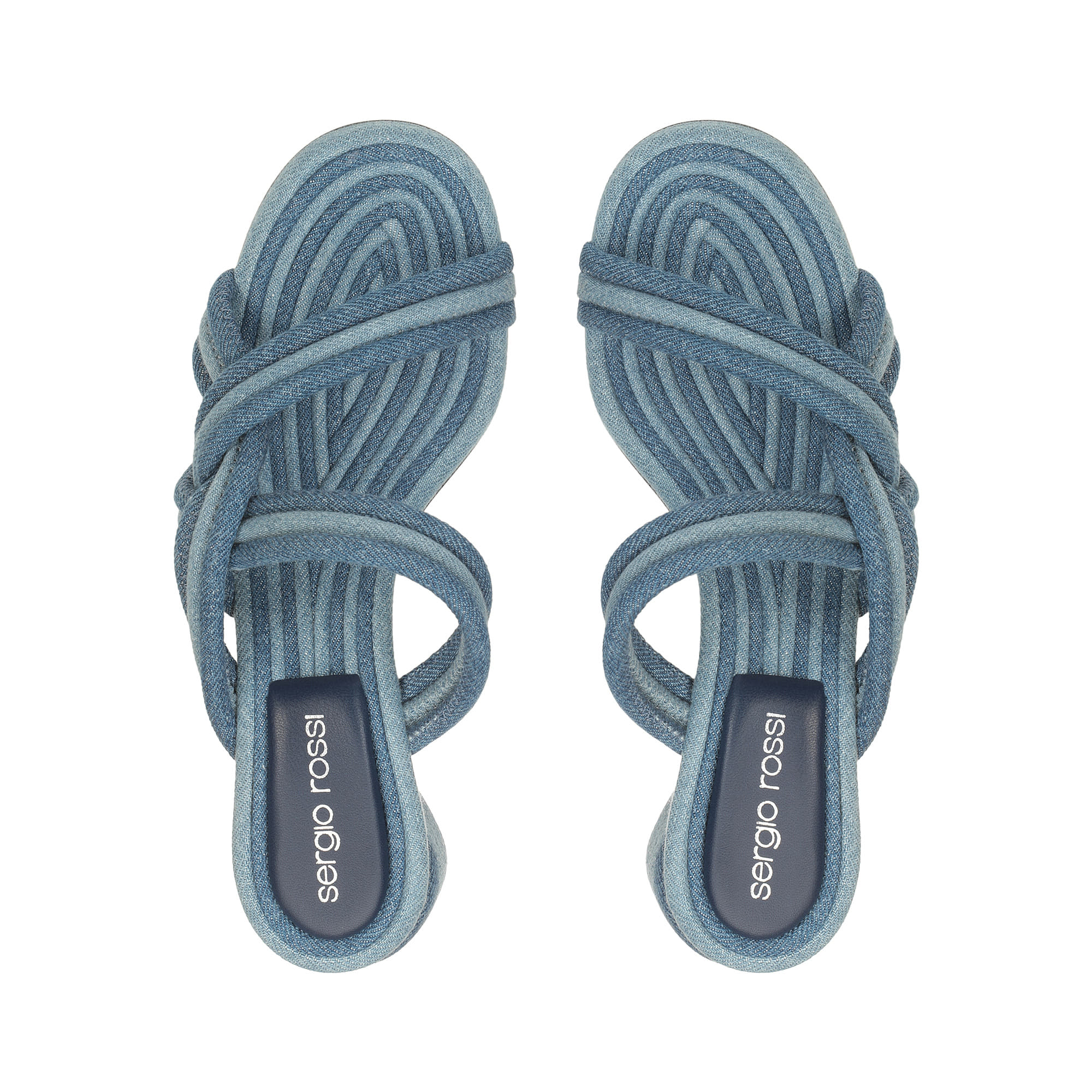 ★春夏の足元に★SS25★Sergio Rossi★sr Watamu-Sandals Indigo Sandales Bleu Talon moyen: 50mm, sr Watamu - Sandals Indigo