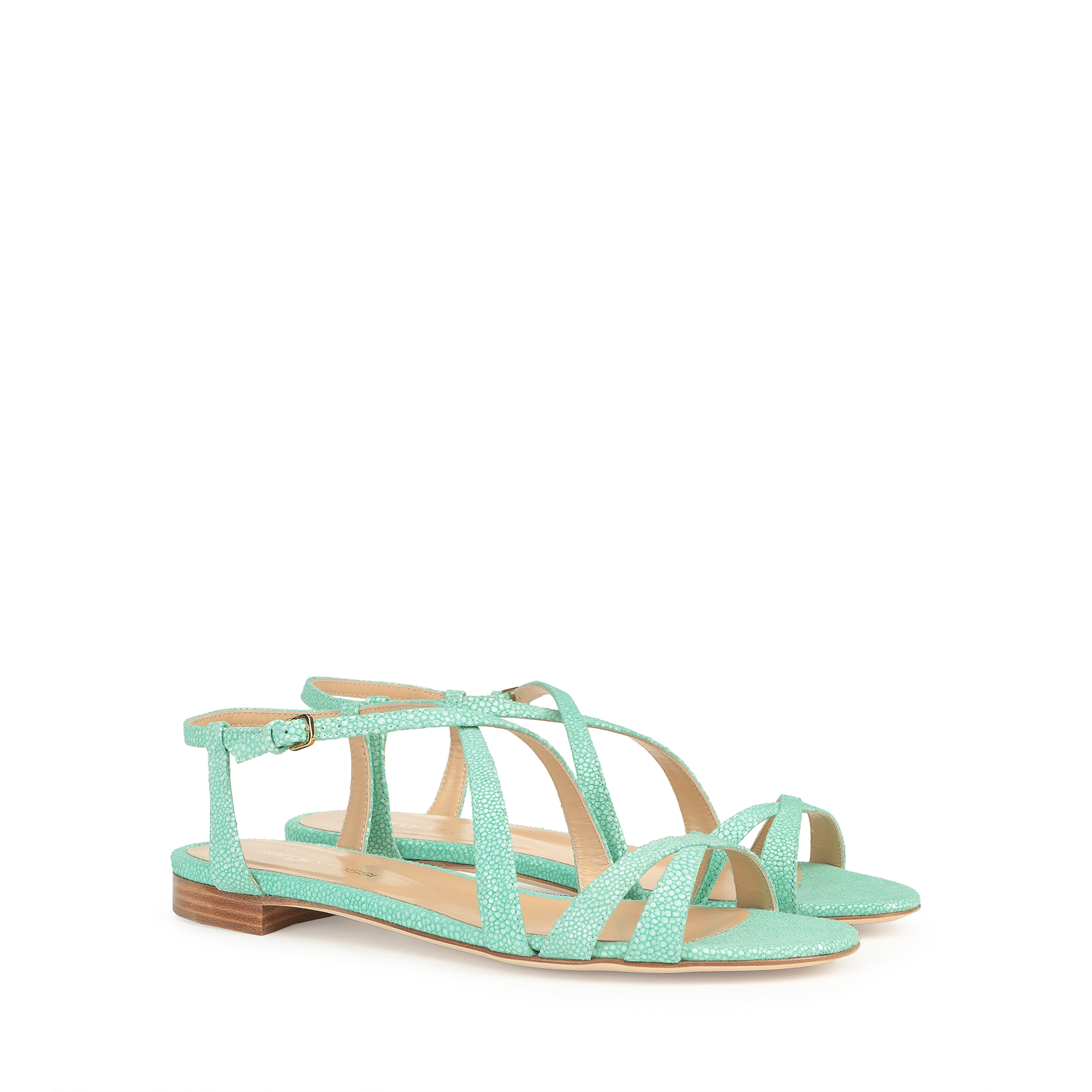 サンダル グリーン フラット: 10mm, Bon ton - Sandals